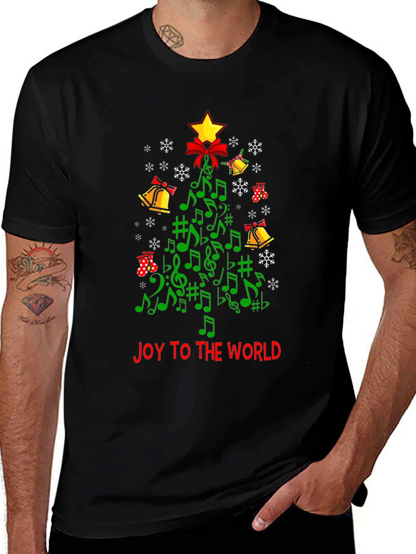 Festive Music Notes Christmas Tree T-Shirt