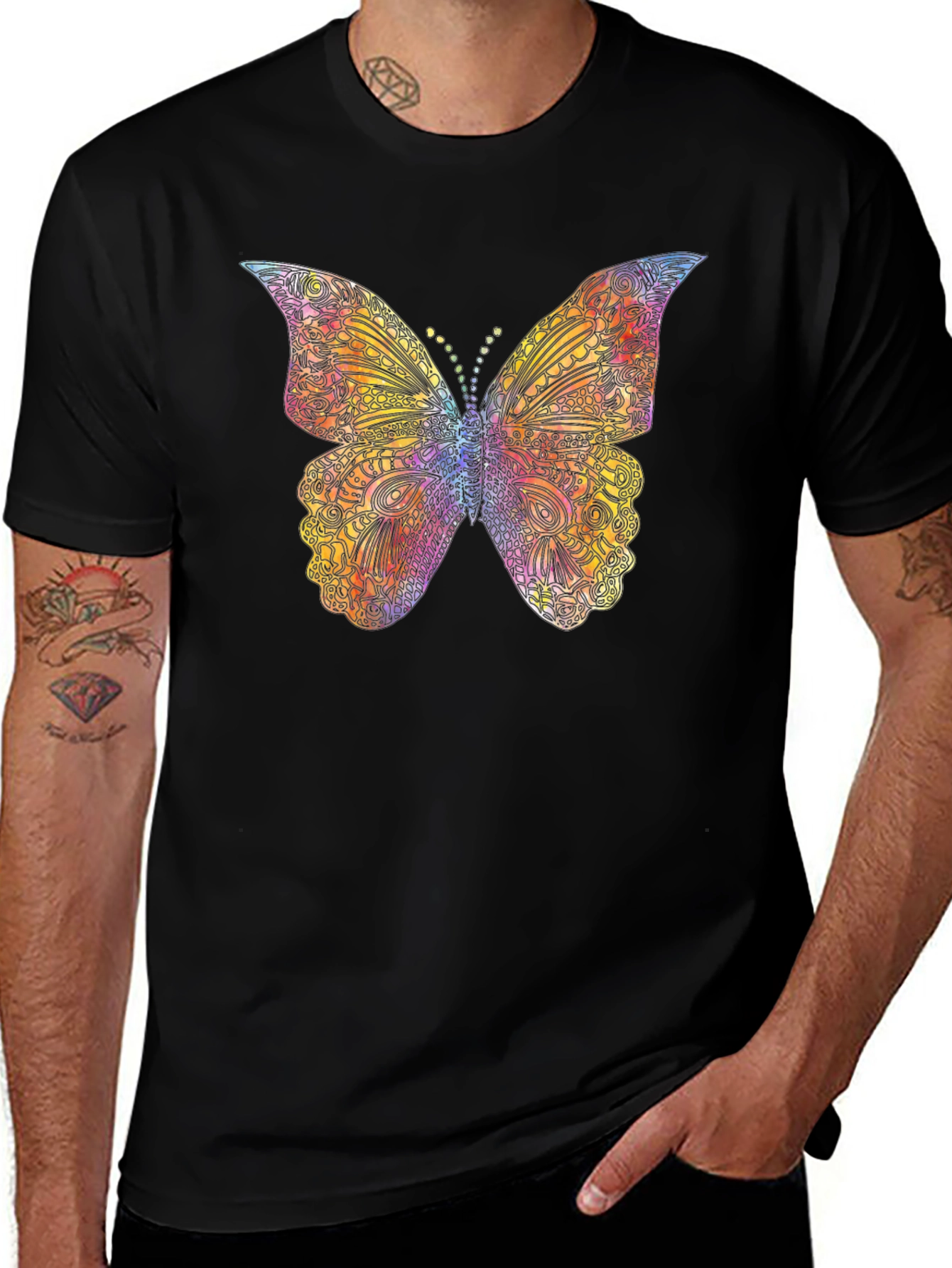 Variant 3 of Butterfly Mandala Black T-Shirt