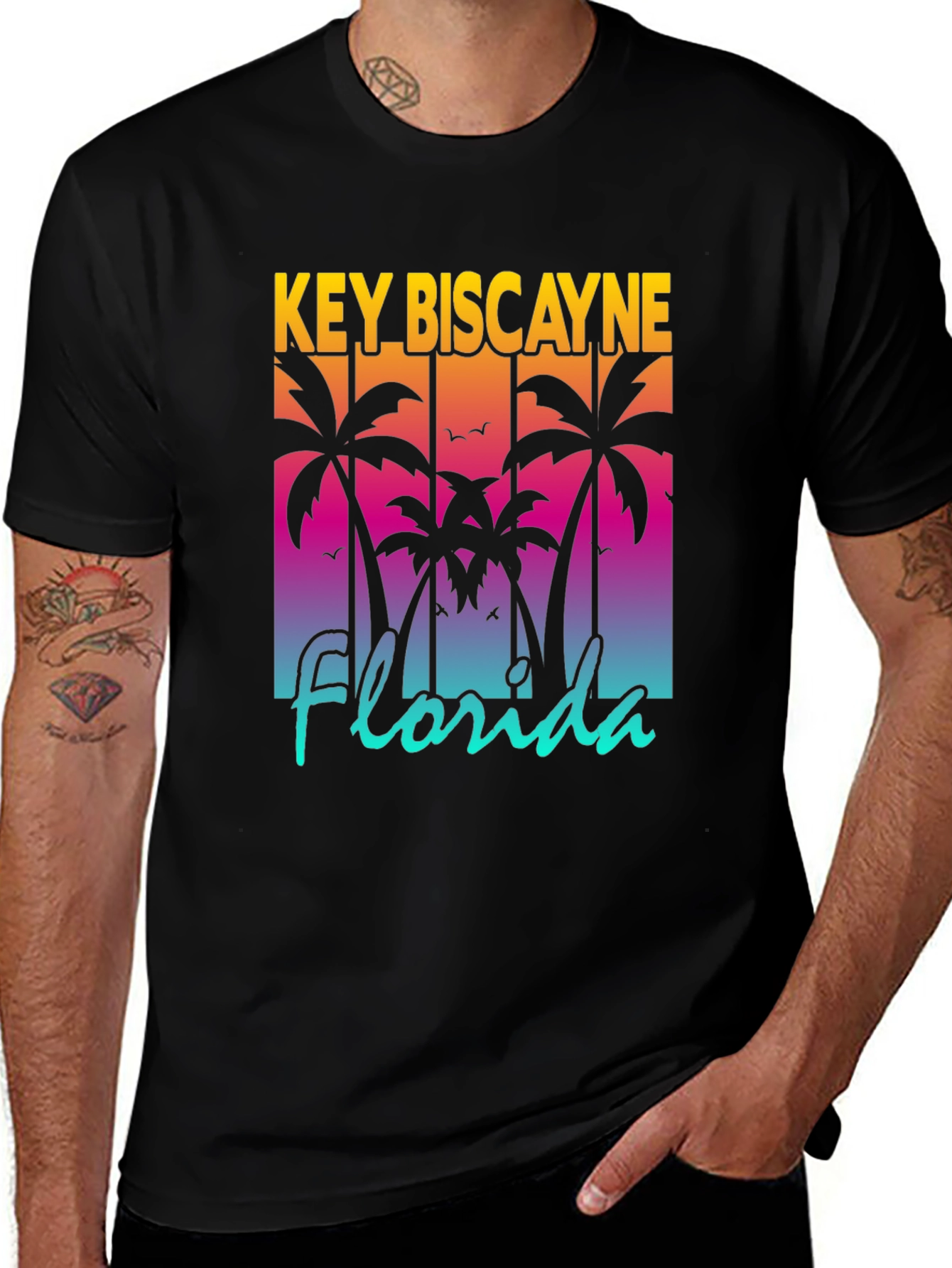 Key Biscayne Florida Palm Tree Graphic T-Shirt