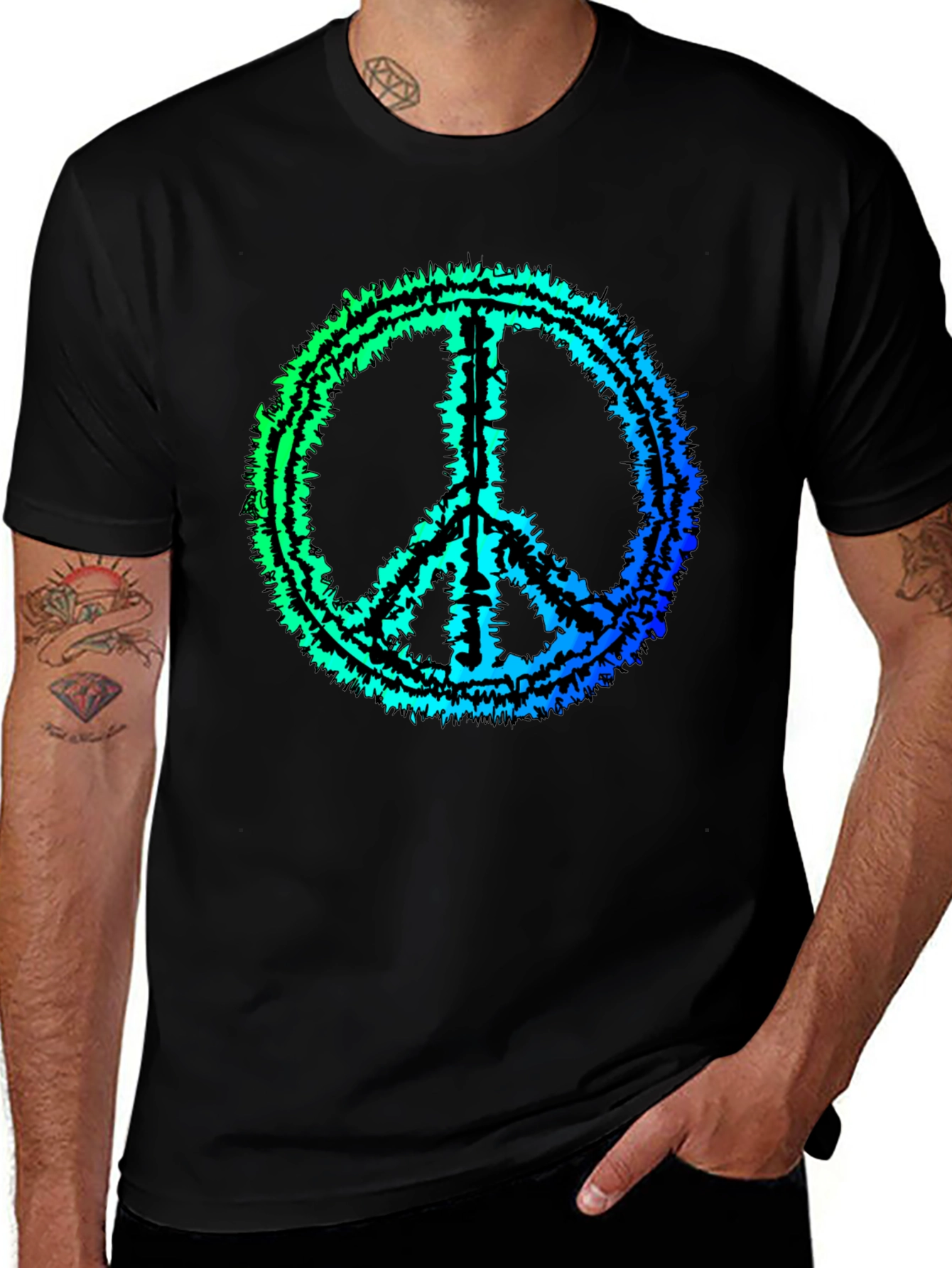 Variant 6 of Peace Sign Graphic Black T-Shirt