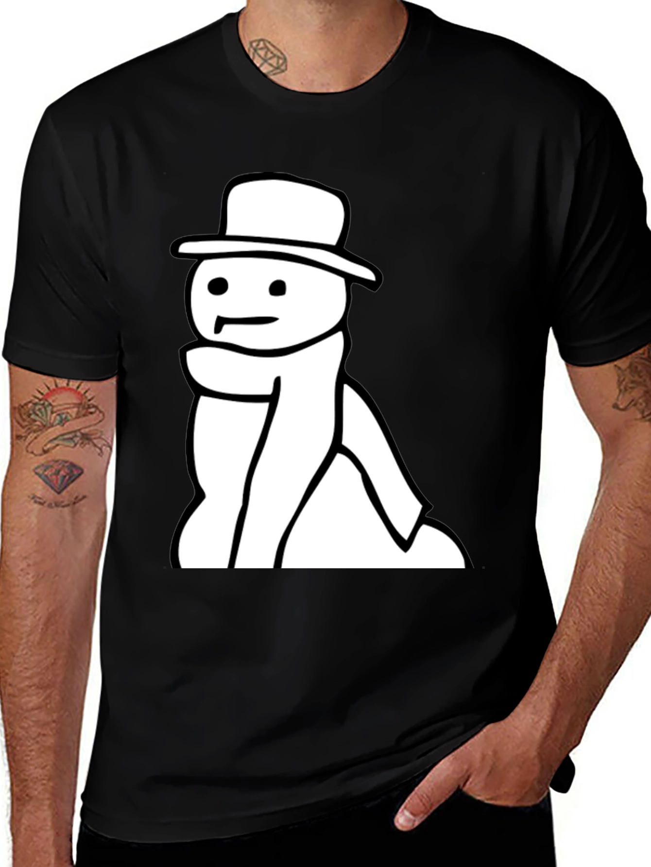 Variant 15 of Black T-Shirt with Snowman Graphic