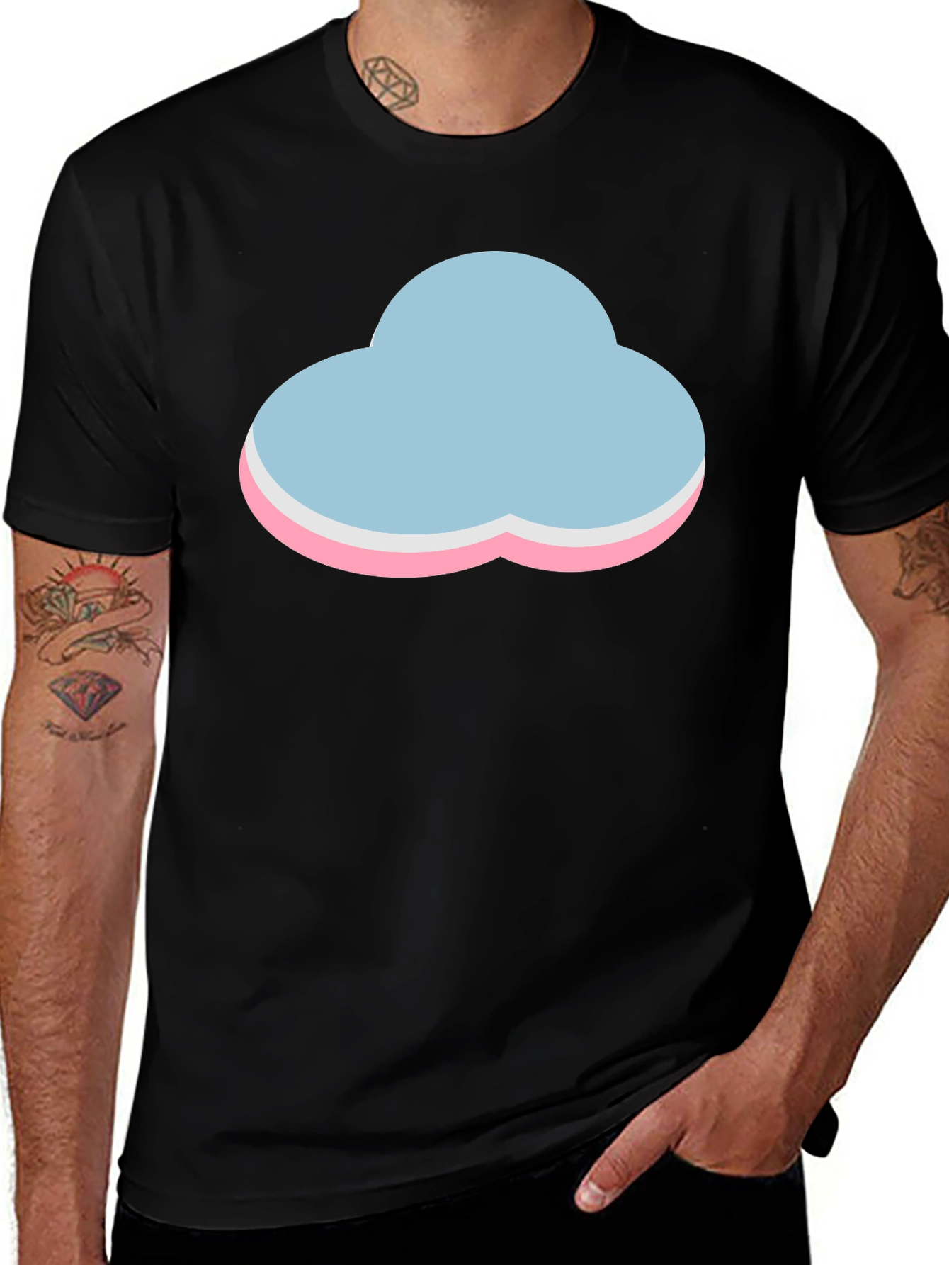 Variant 21 of Pastel Cloud Graphic Black T-Shirt
