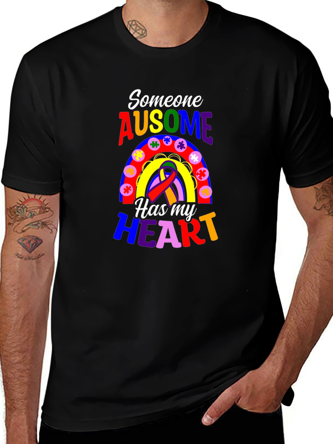 Autism Awareness T-Shirt - Someone Ausome Has My Heart