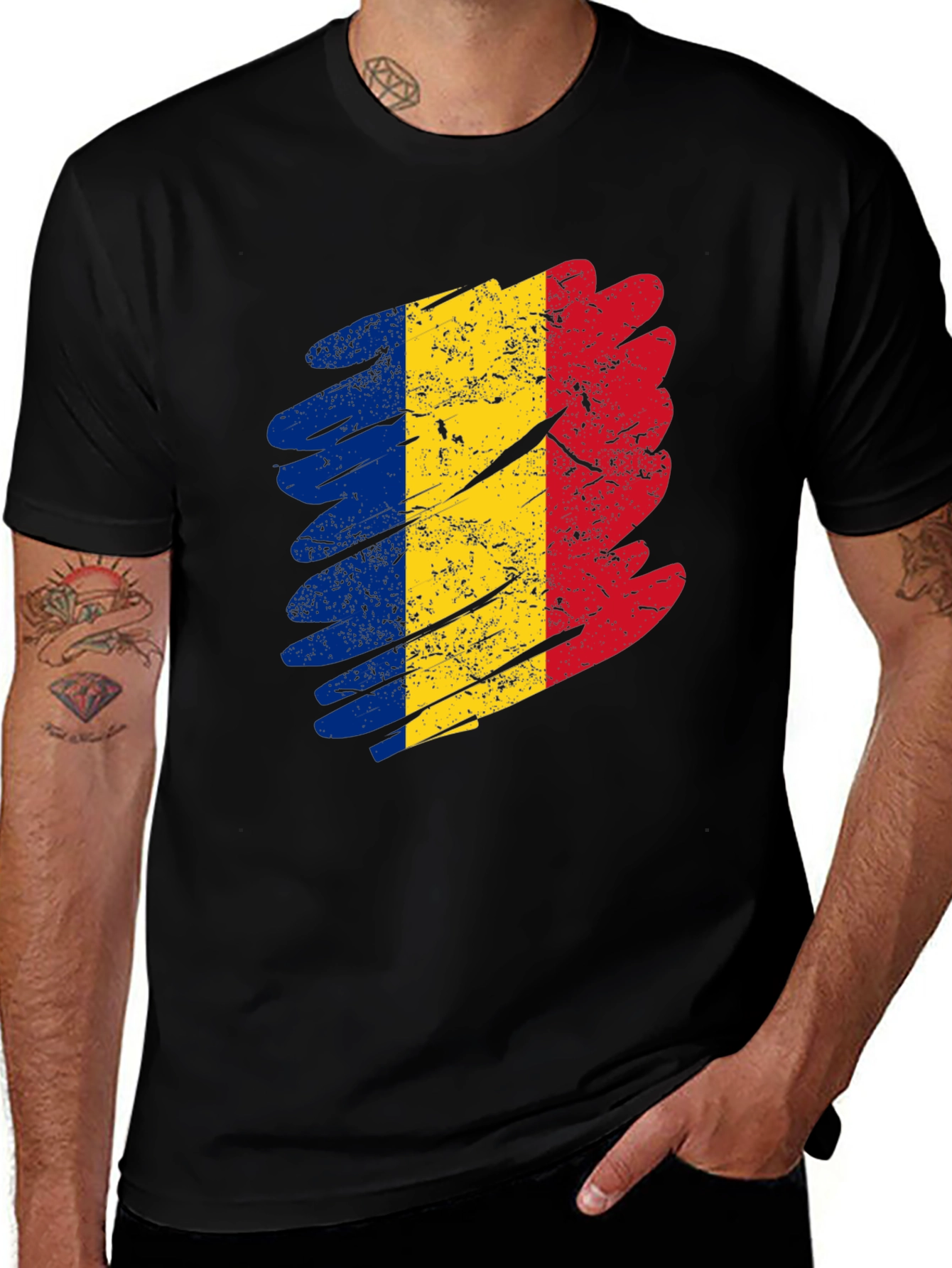 Romania Flag T-Shirt - Distressed Design