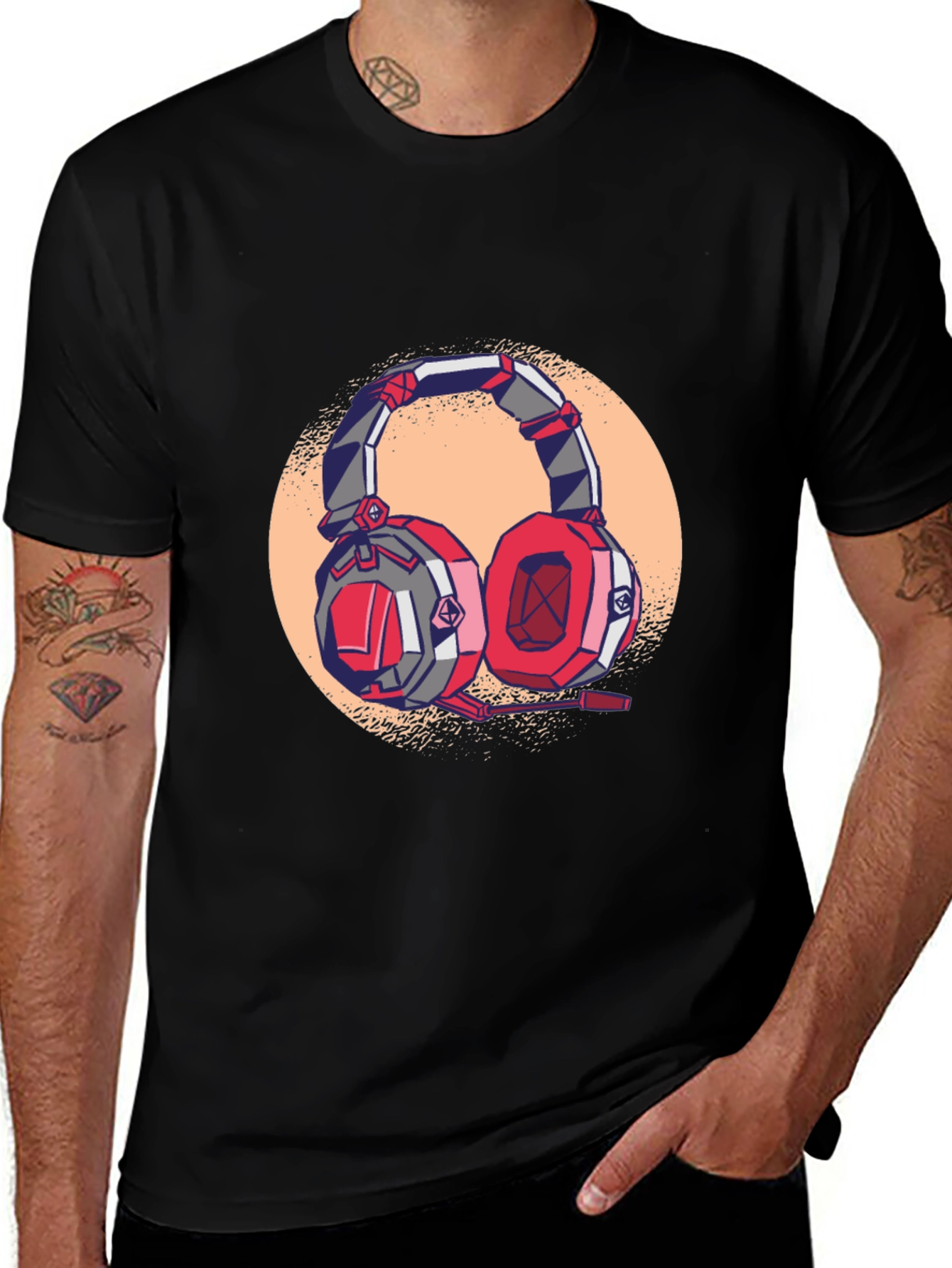 Variant 16 of Gamer Style Graphic Tee - Headphones Design