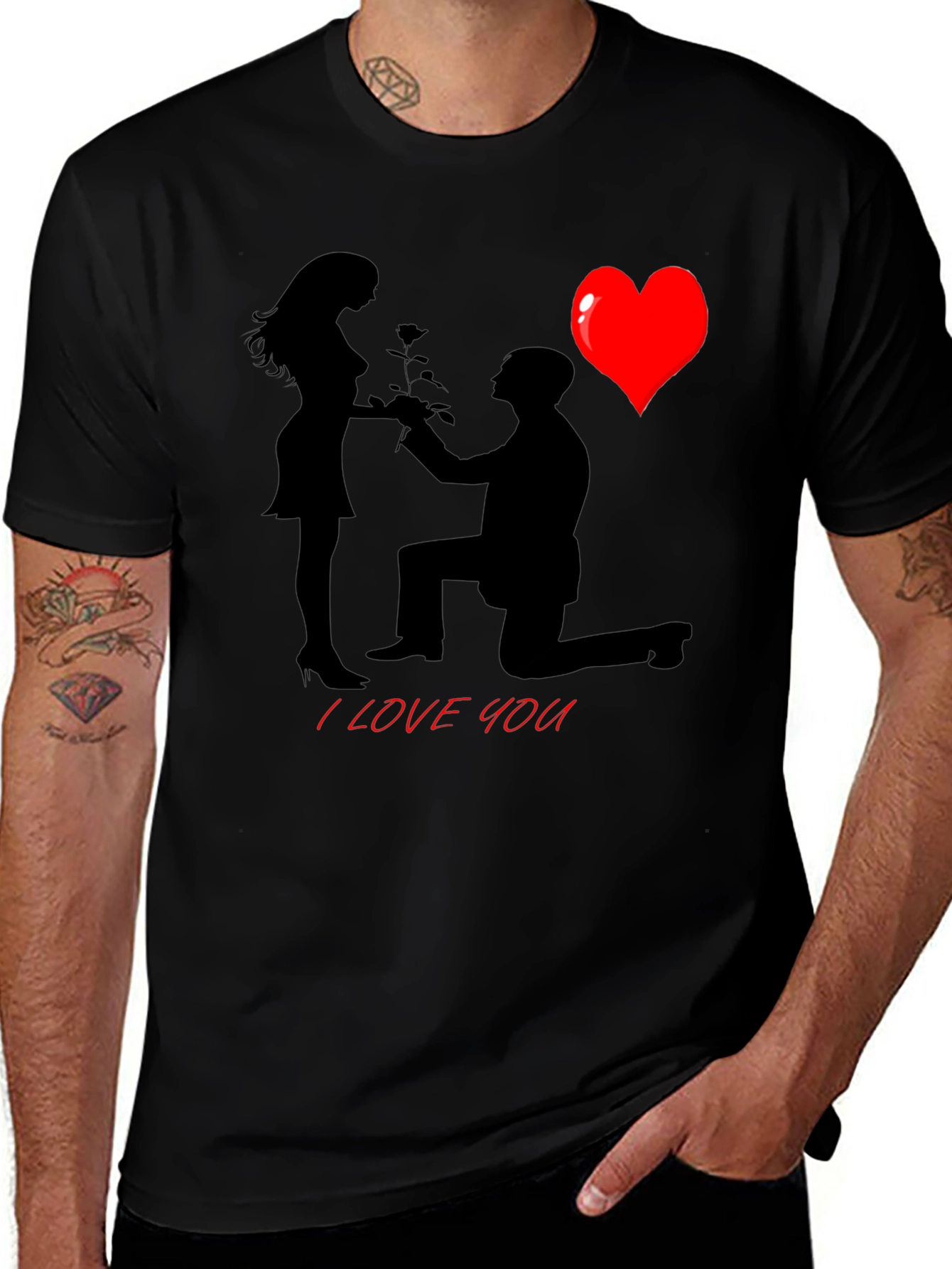 Variant 5 of Romantic Love Graphic T-Shirt - Black