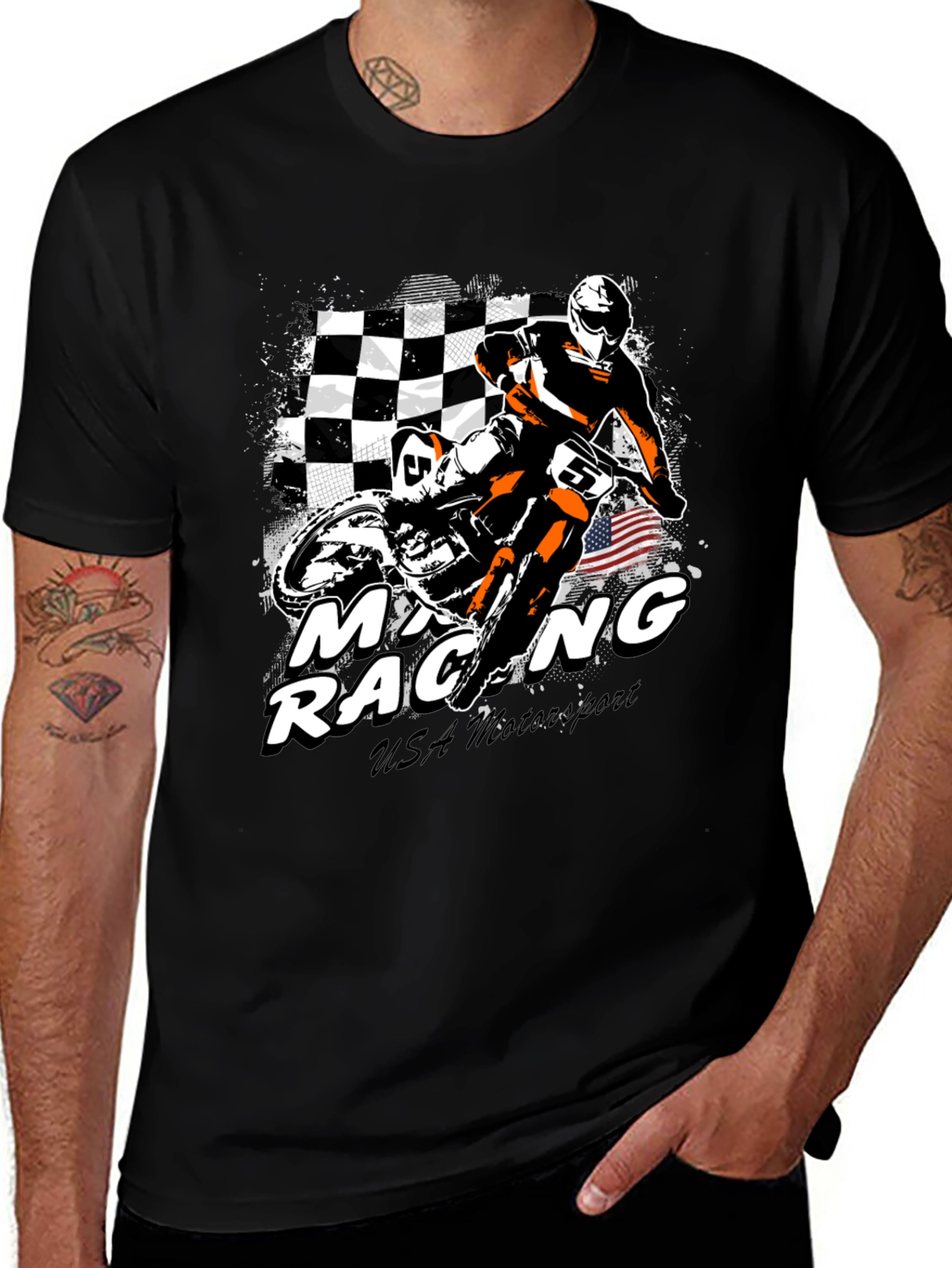 Variant 18 of Motocross Racing USA Motorsport Black T-Shirt