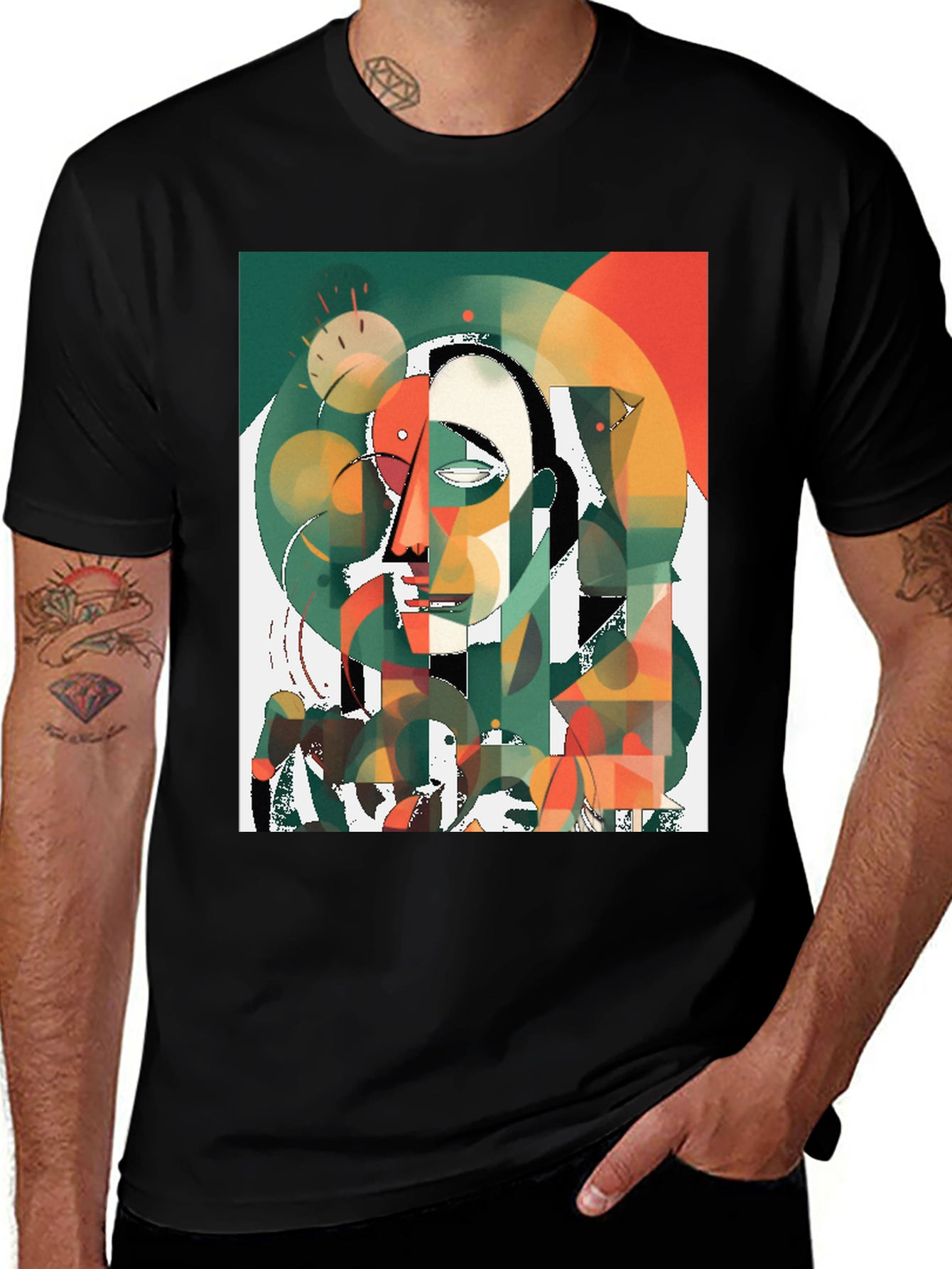 Variant 15 of Abstract Art T-Shirt - Modern Geometric Face Design