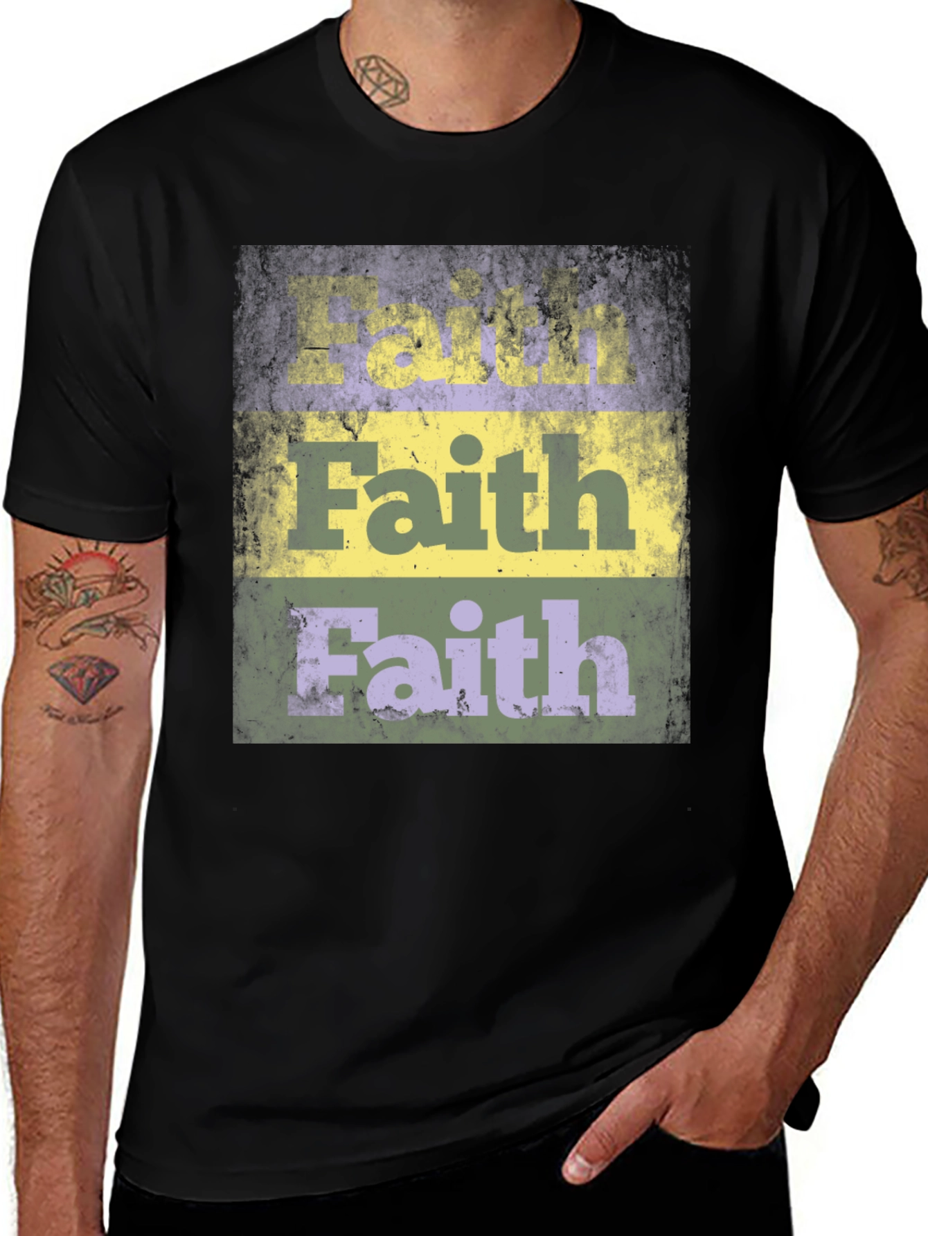 Variant 22 of Faith Distressed Graphic Print Black T-Shirt