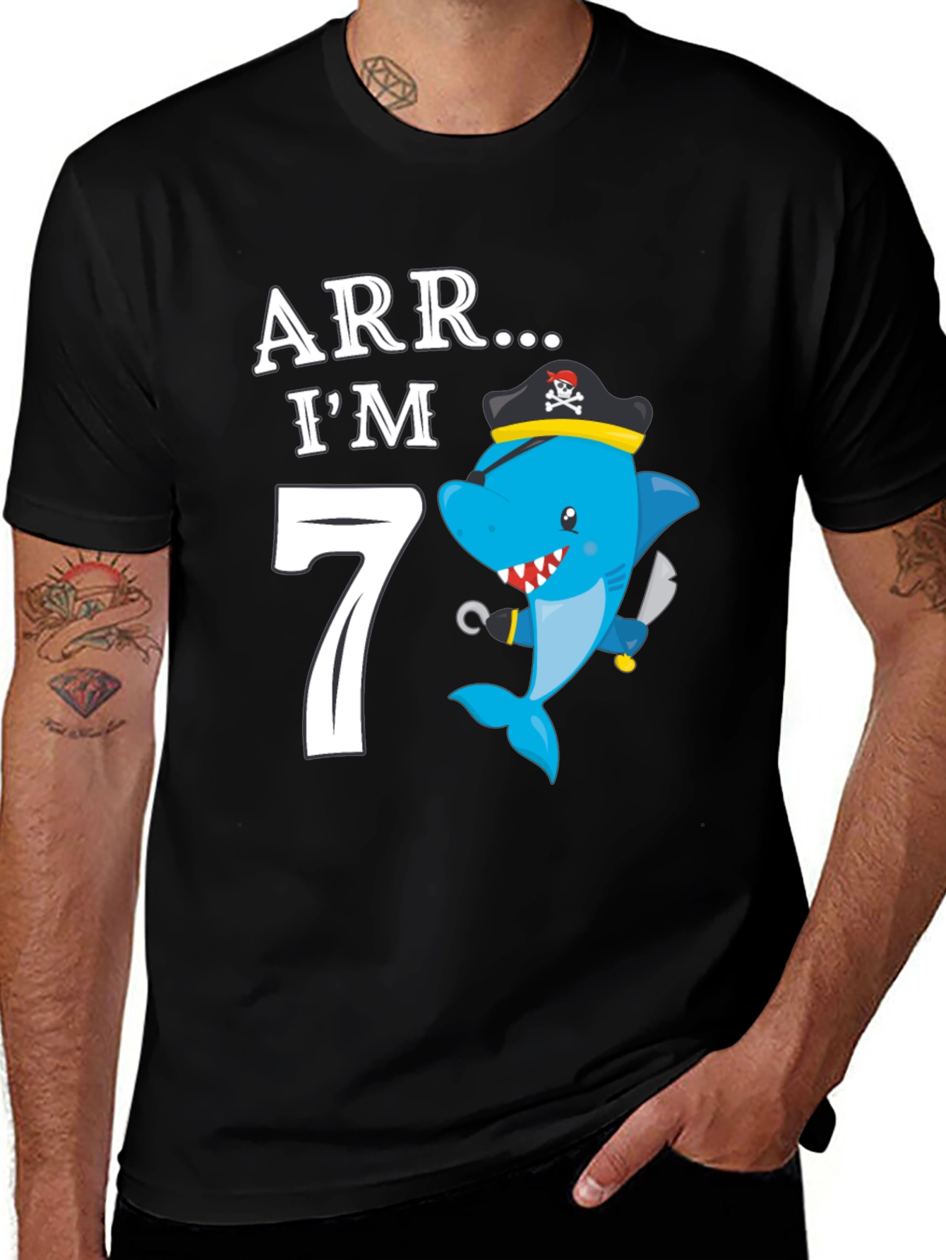 Variant 26 of Pirate Shark Birthday T-Shirt - "Arr I'm 7!"