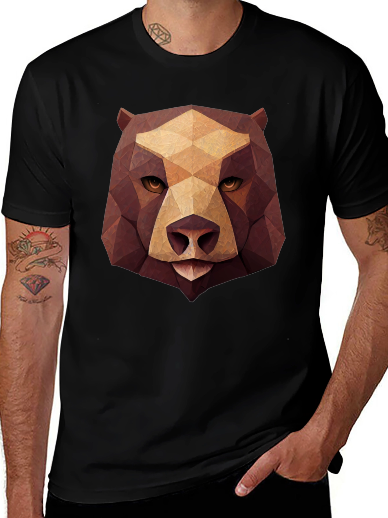 Variant 13 of Geometric Bear Graphic T-Shirt - Modern Design