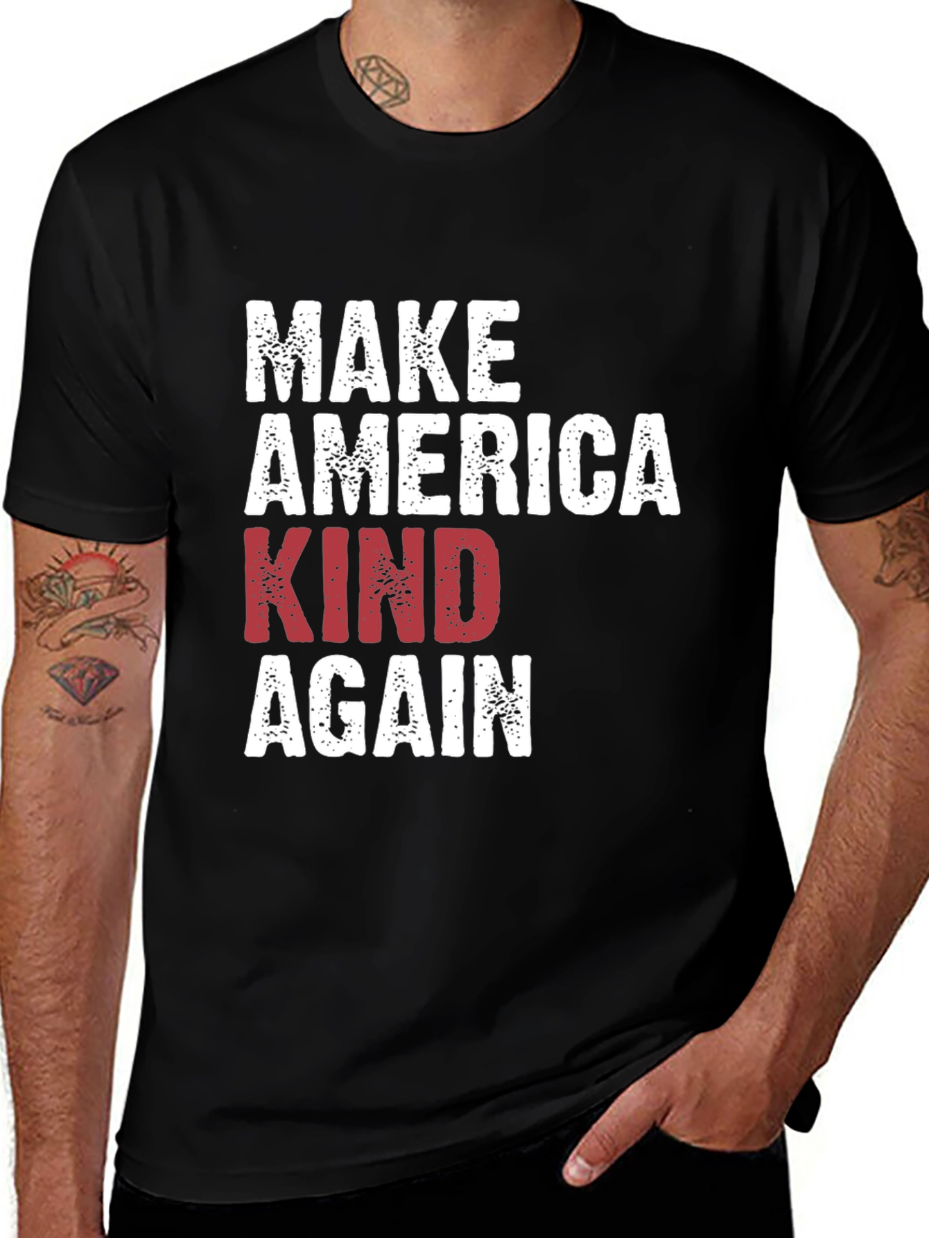 Variant 14 of Make America Kind Again Black Graphic T-Shirt