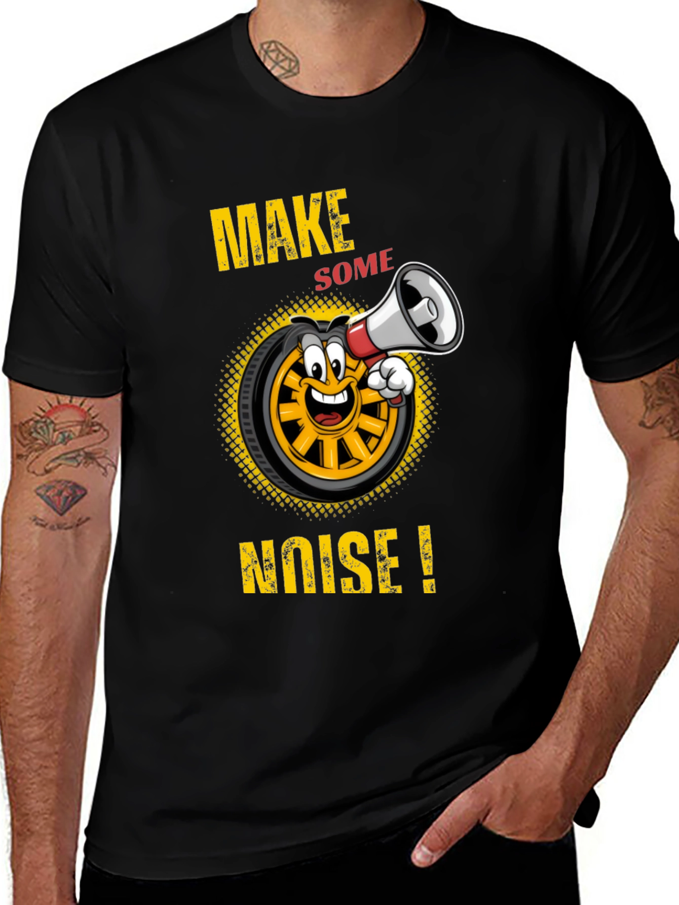 Variant 28 of Make Some Noise T-Shirt Funny Cartoon Wheel