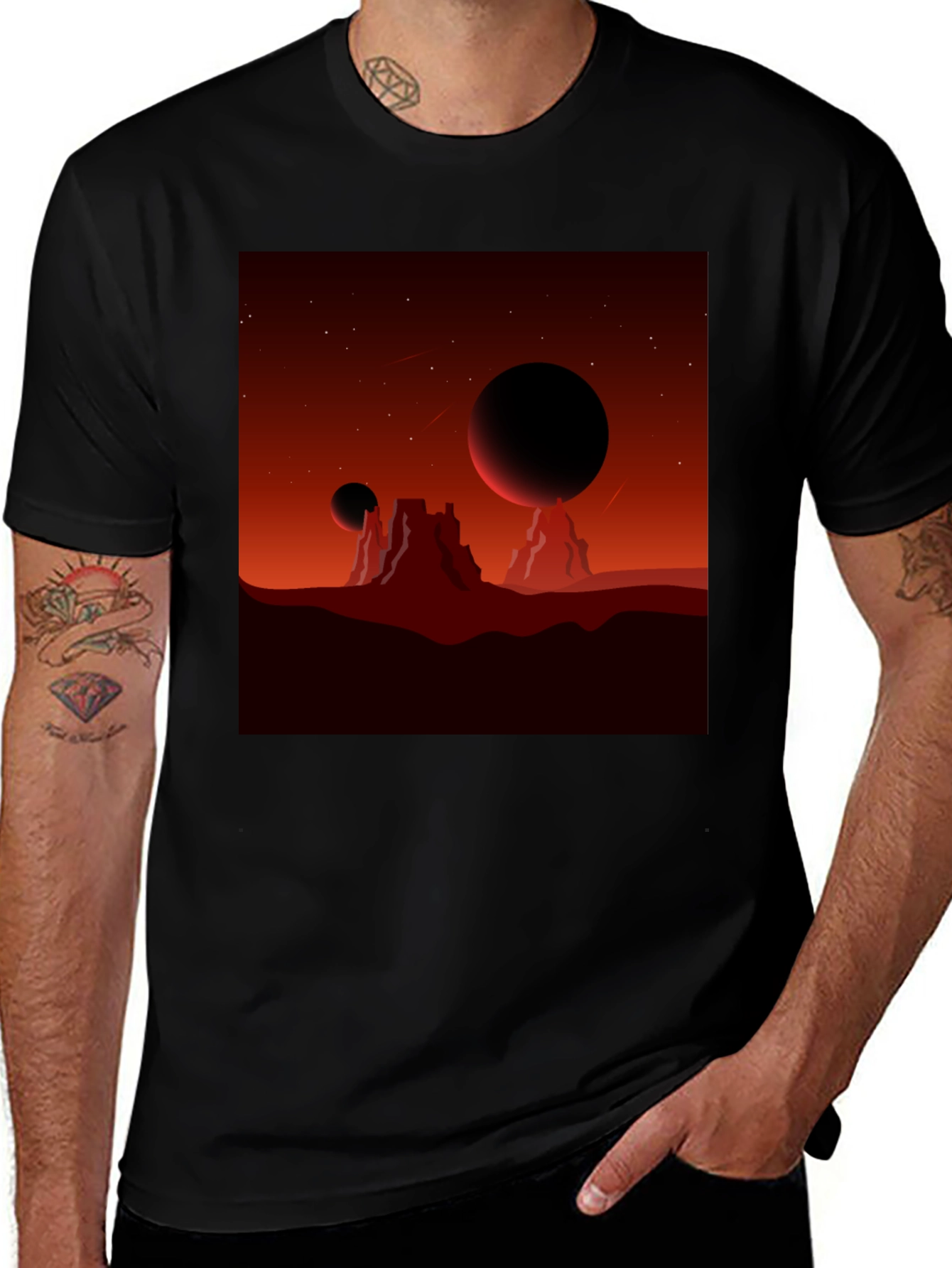 Variant 28 of Mars Landscape Graphic Tee - Black T-Shirt