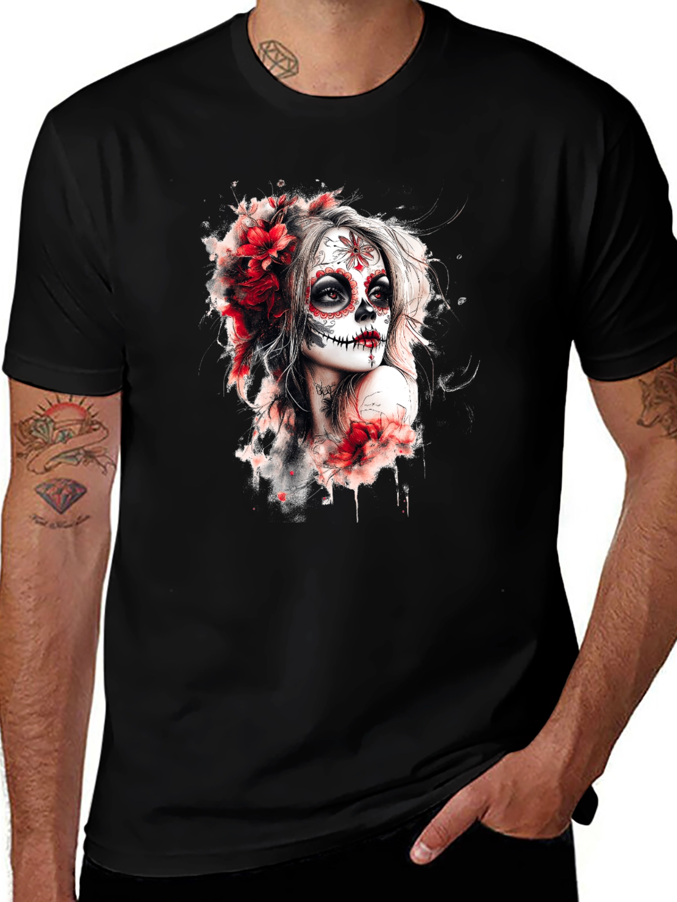 Variant 29 of Sugar Skull Woman Graphic T-Shirt