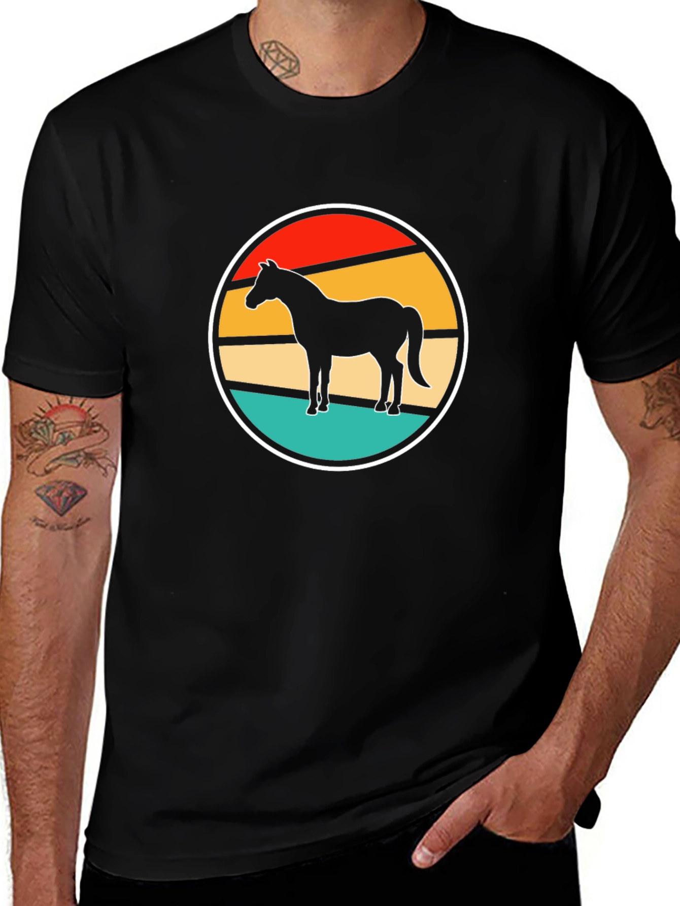 Variant 25 of Retro Horse Graphic Tee - Stylish Black T-Shirt