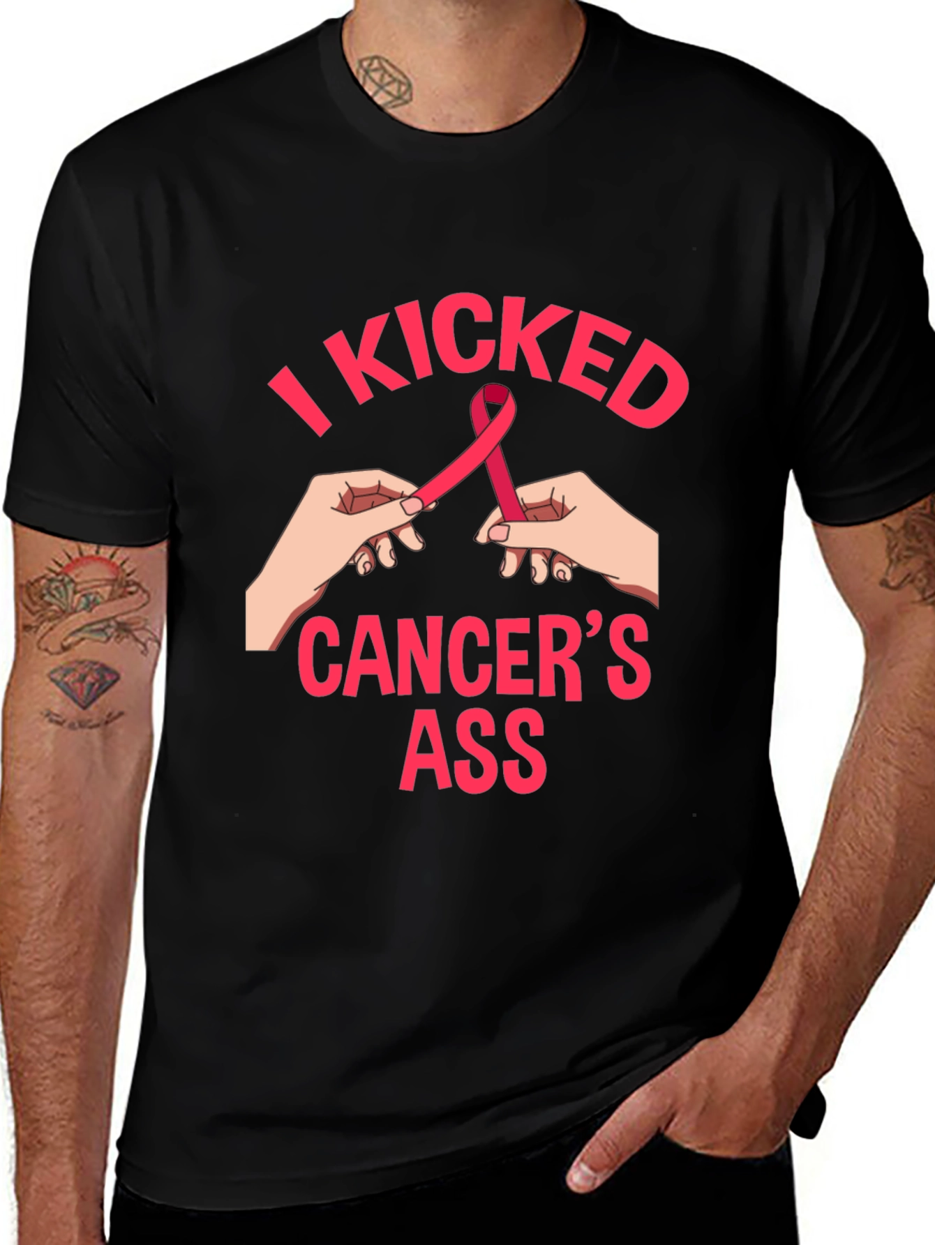 Black I Kicked Cancer's Ass Graphic Tee main image