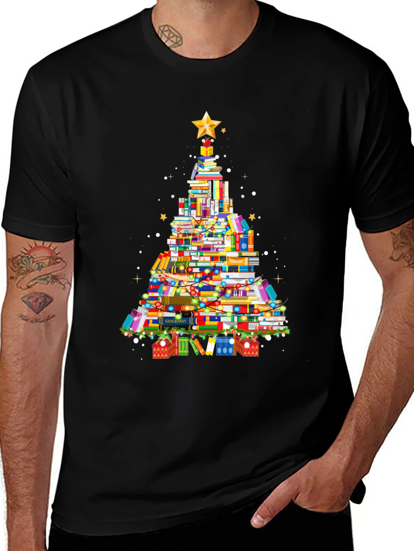 Variant 30 of Book Christmas Tree T-Shirt - Holiday Reader Tee