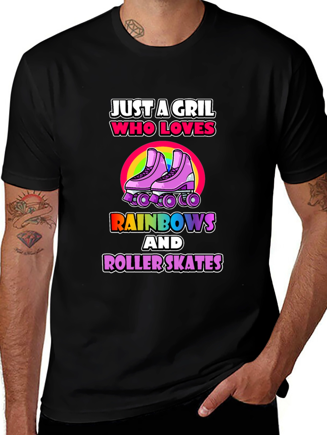 Variant 17 of Just a Girl Who Loves Rainbows & Roller Skates T-Shirt