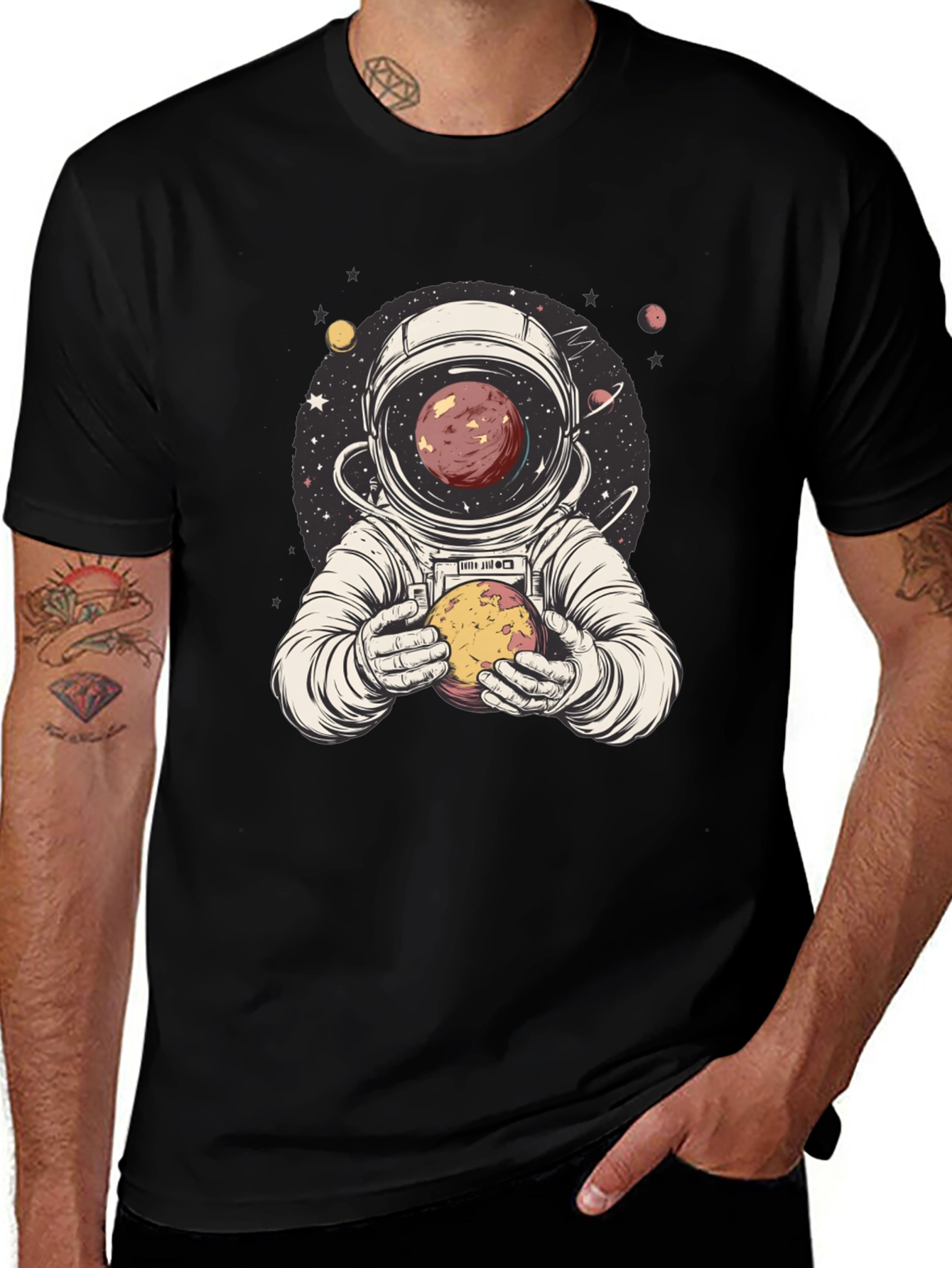 Variant 16 of Astronaut Planet Graphic Tee - Unique Space Design