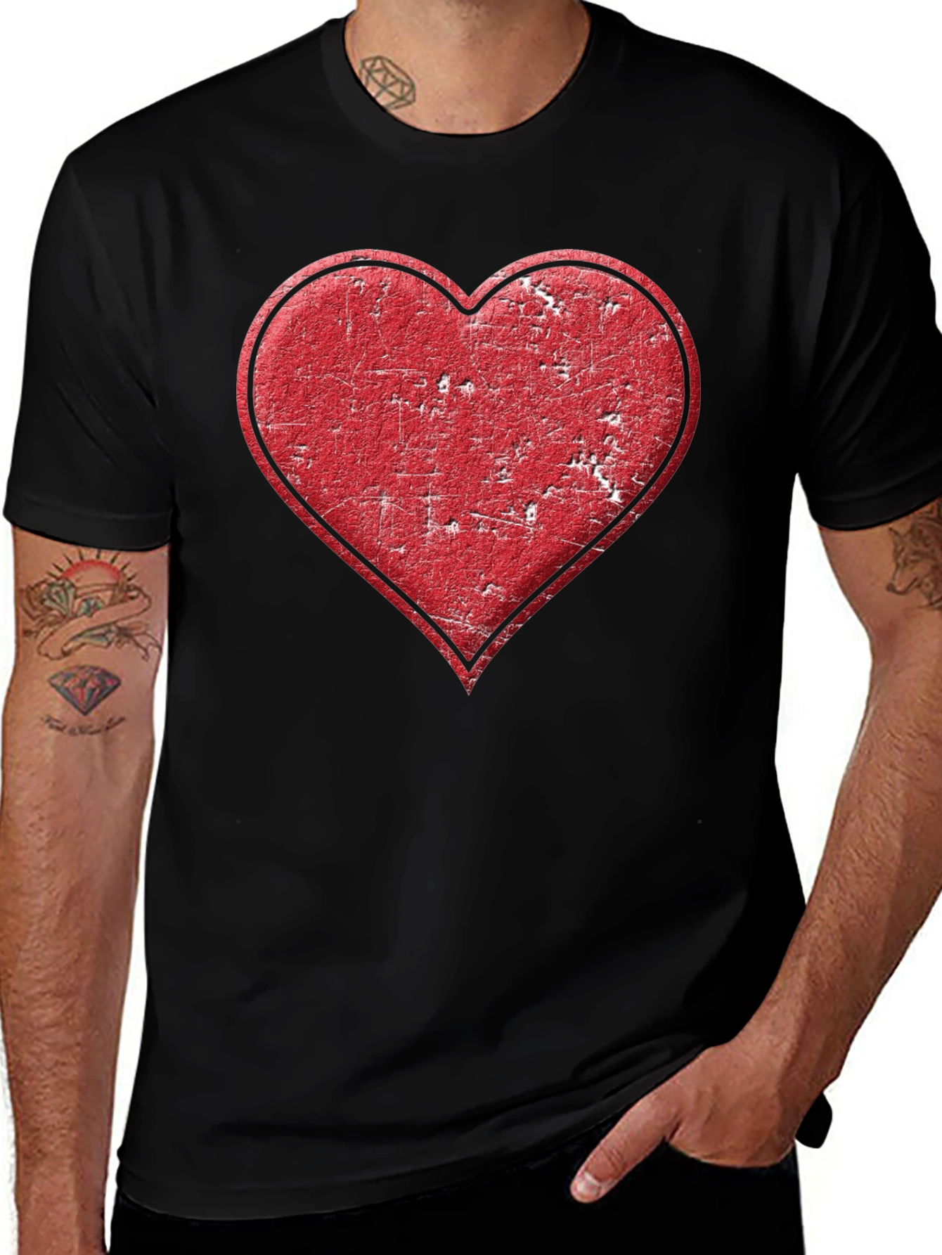 Variant 8 of Red Heart Graphic Black T-Shirt