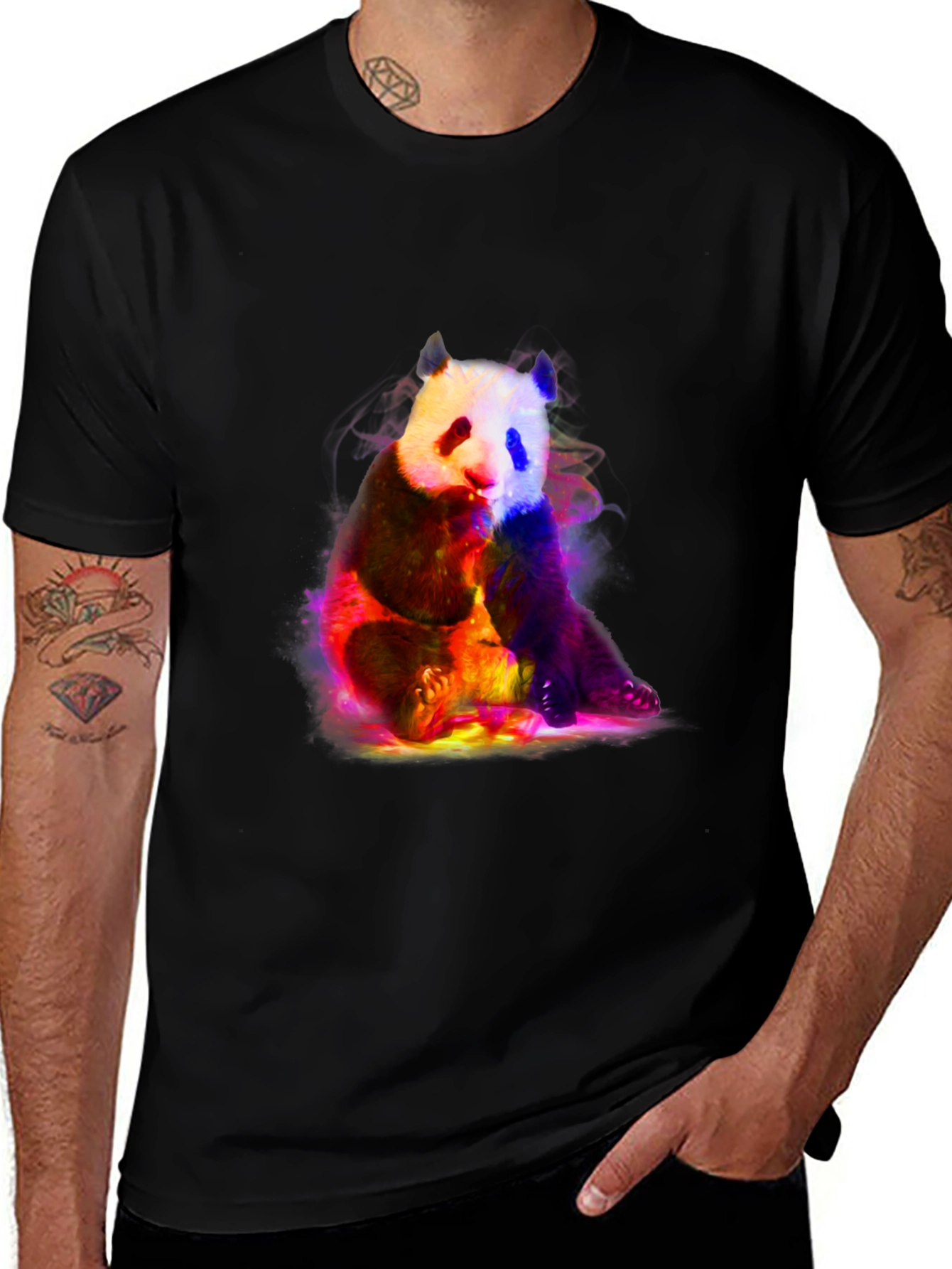 Variant 21 of Neon Panda Graphic T-Shirt - Black