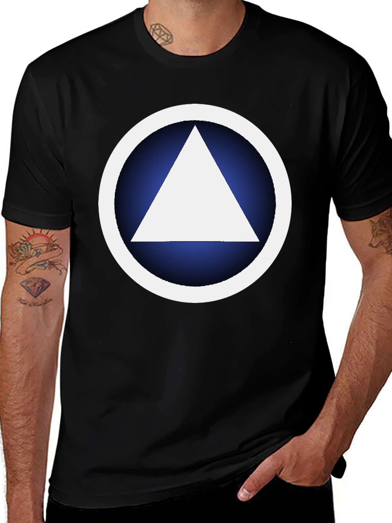 Variant 5 of Geometric Graphic T-Shirt - White Triangle Design