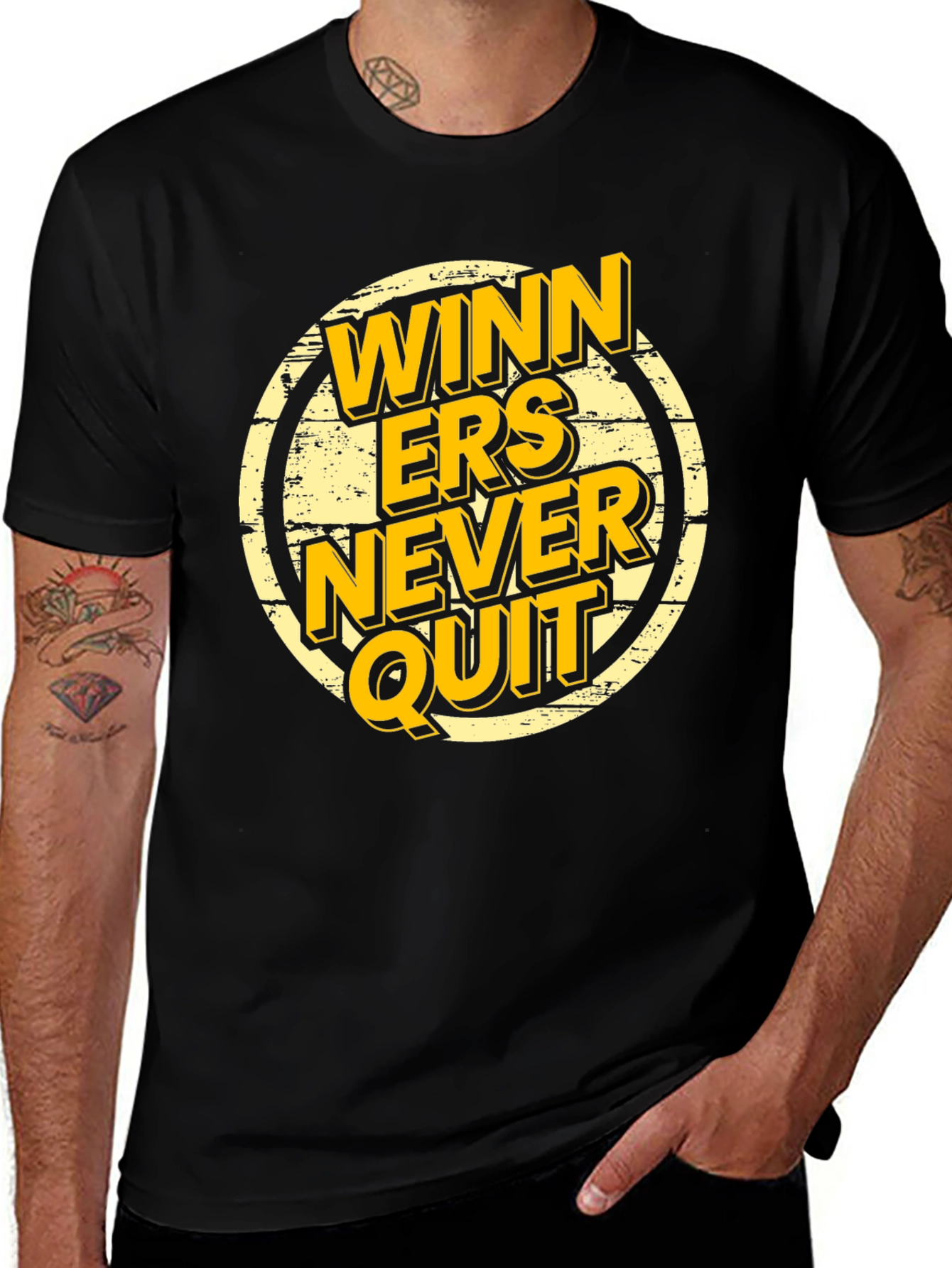 Variant 24 of Winners Never Quit Graphic T-Shirt