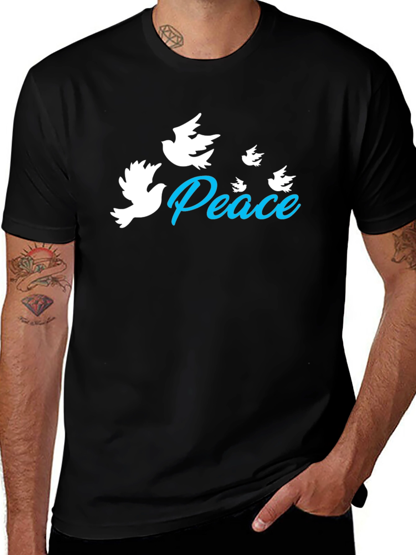 Variant 18 of Peace Dove Graphic Black T-Shirt
