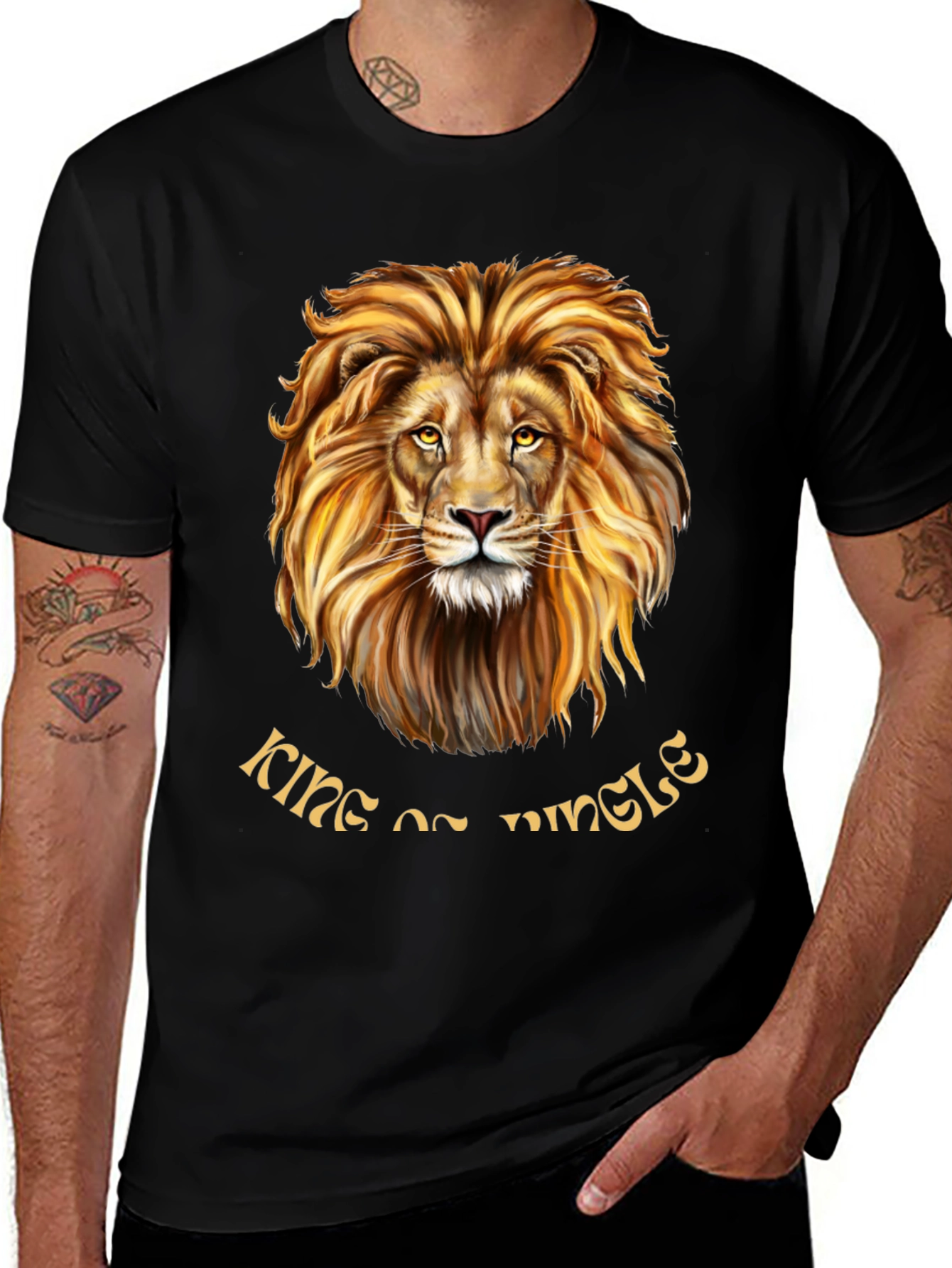 Variant 5 of King Uncle Lion Graphic Tee - Black
