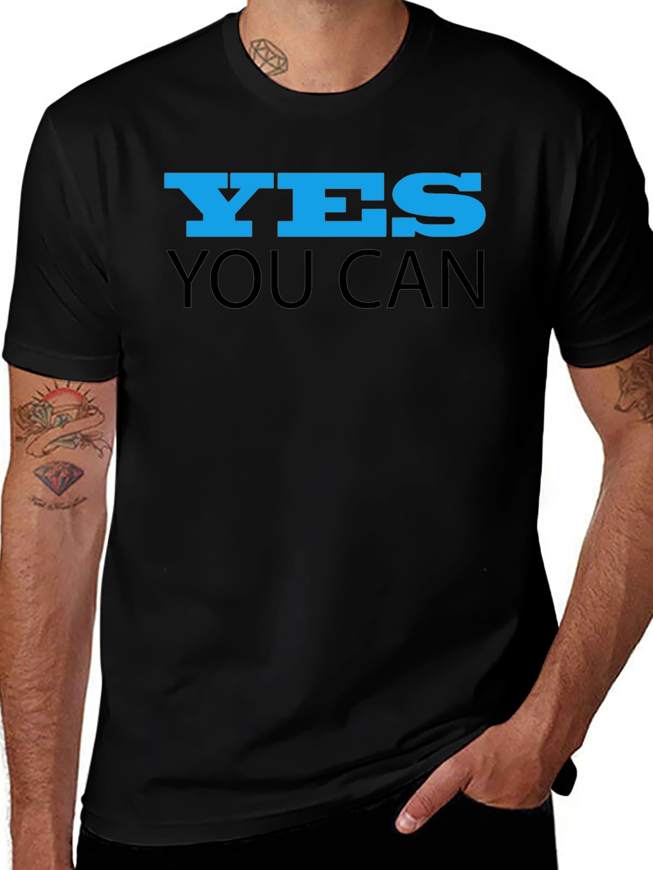 Variant 7 of Yes You Can Black Graphic Tee
