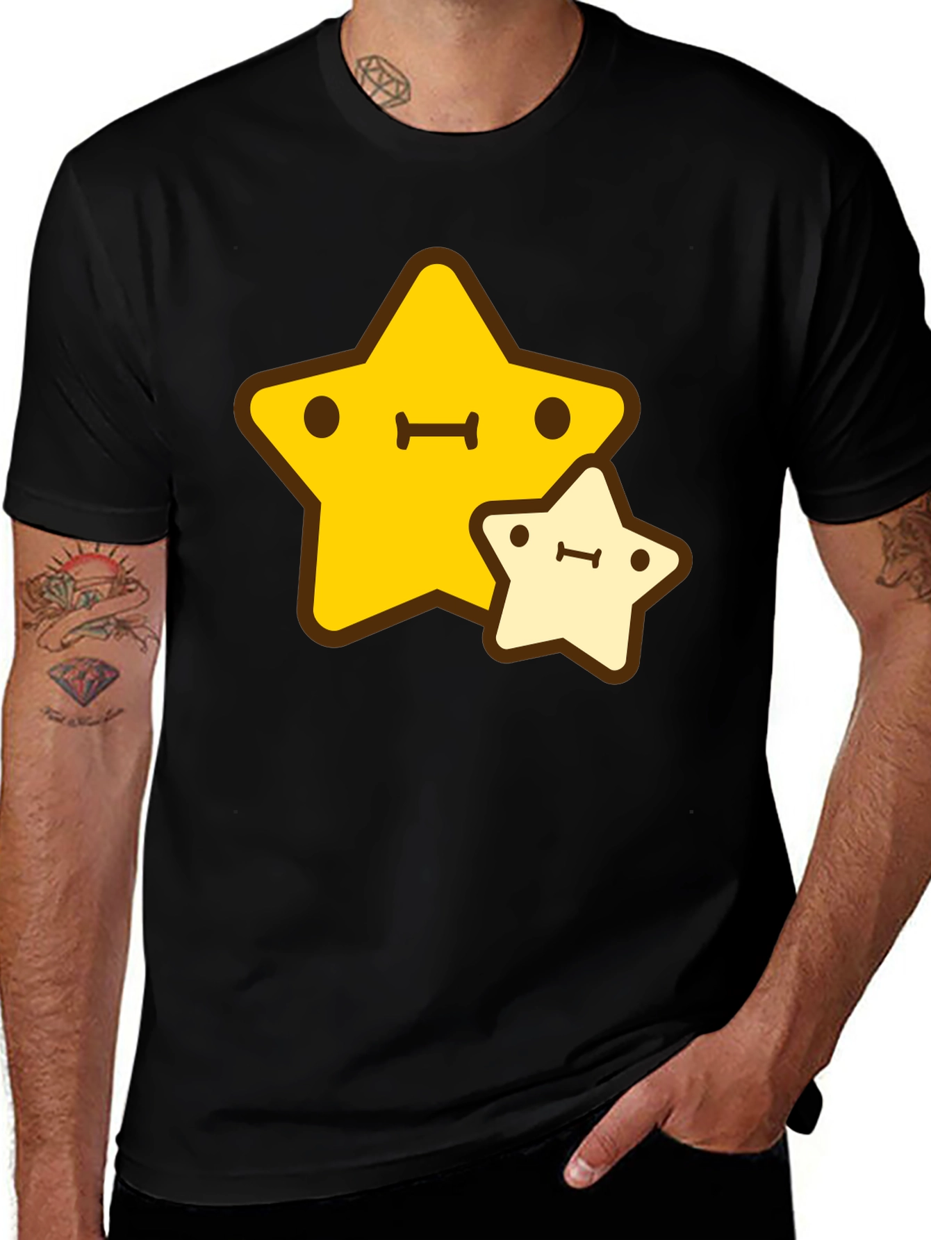 Cute Star Duo Black T-Shirt