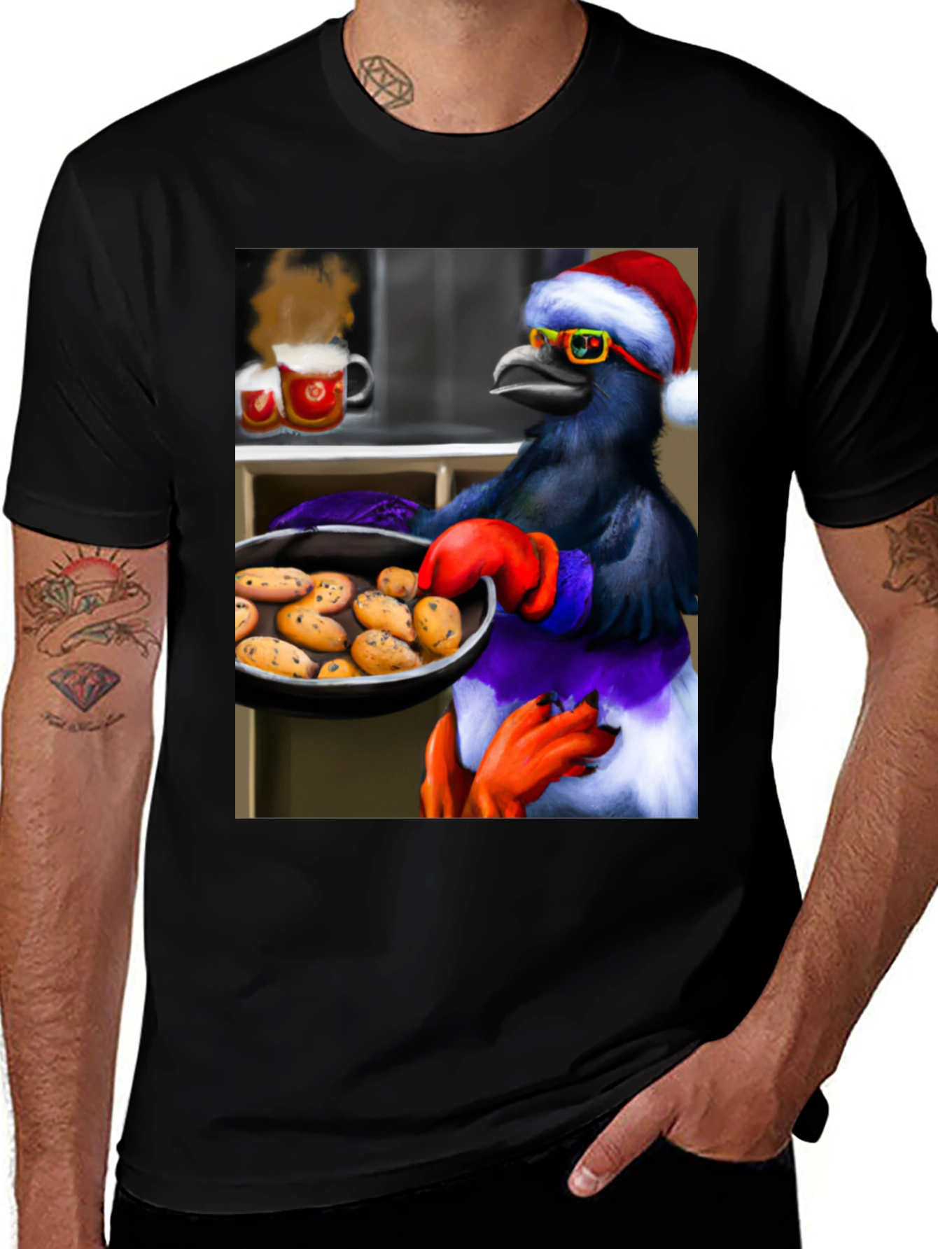 Variant 13 of Festive Pigeon Chef Graphic Tee