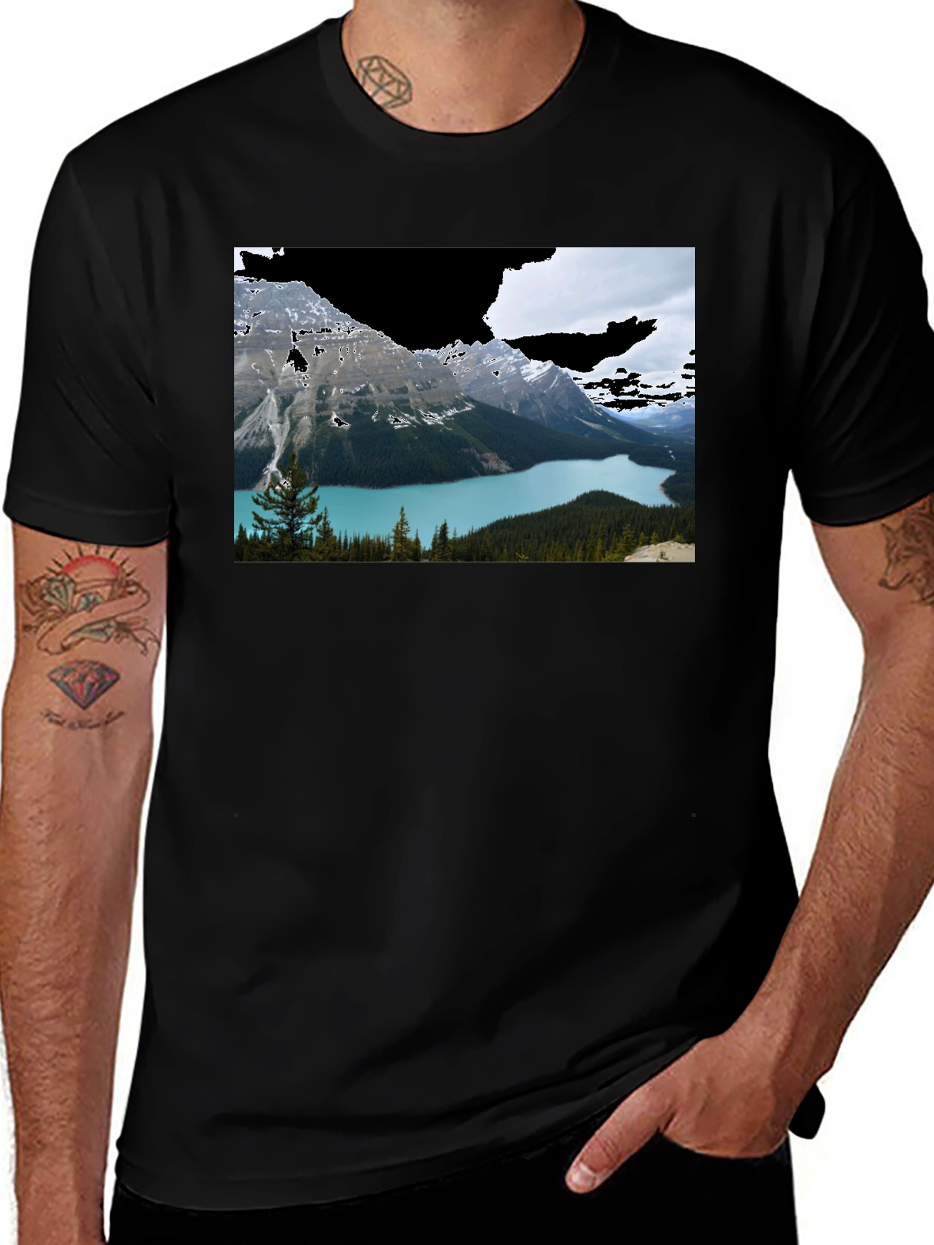 Variant 14 of Scenic Lake View Black T-Shirt