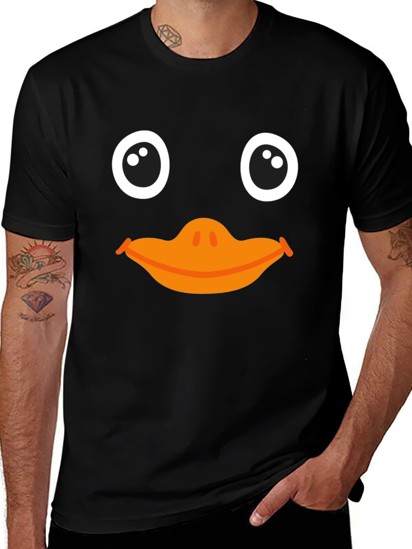 Variant 4 of Funny Duck Face Graphic Tee - Black Cotton T-Shirt