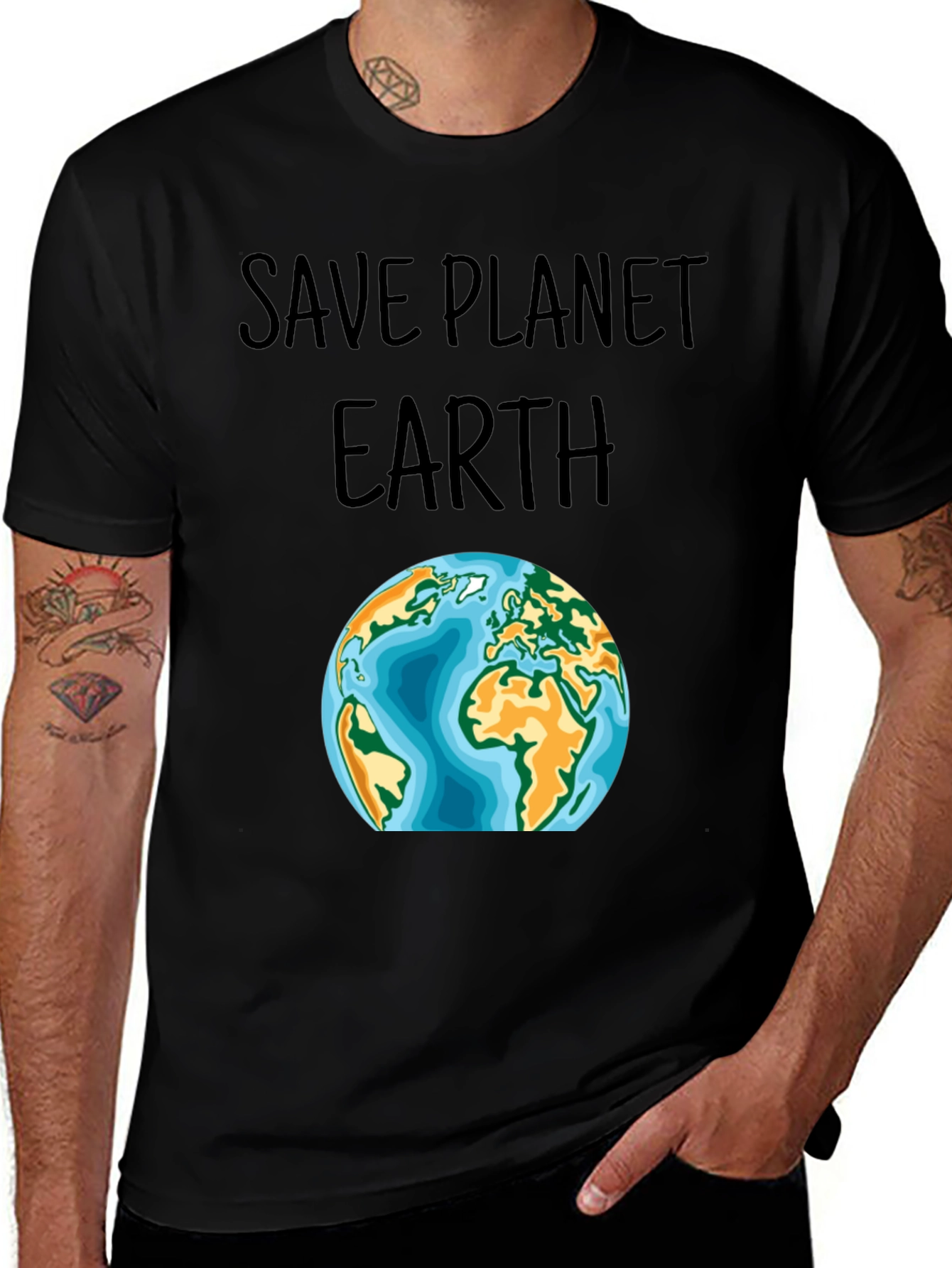 Variant 25 of Save Planet Earth Graphic T-Shirt - Black