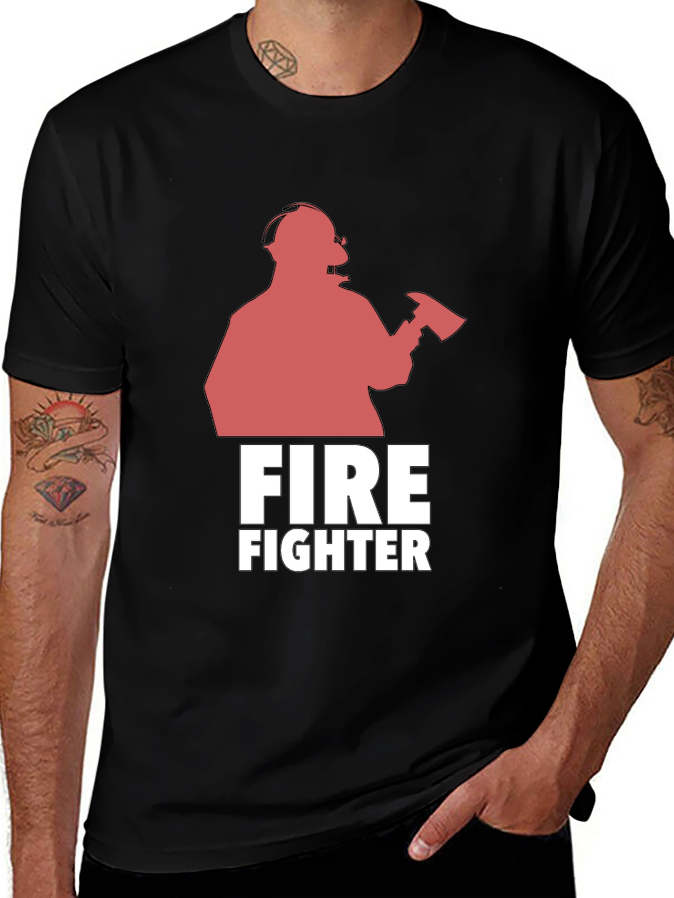 Firefighter Graphic T-Shirt - Black Cotton Tee