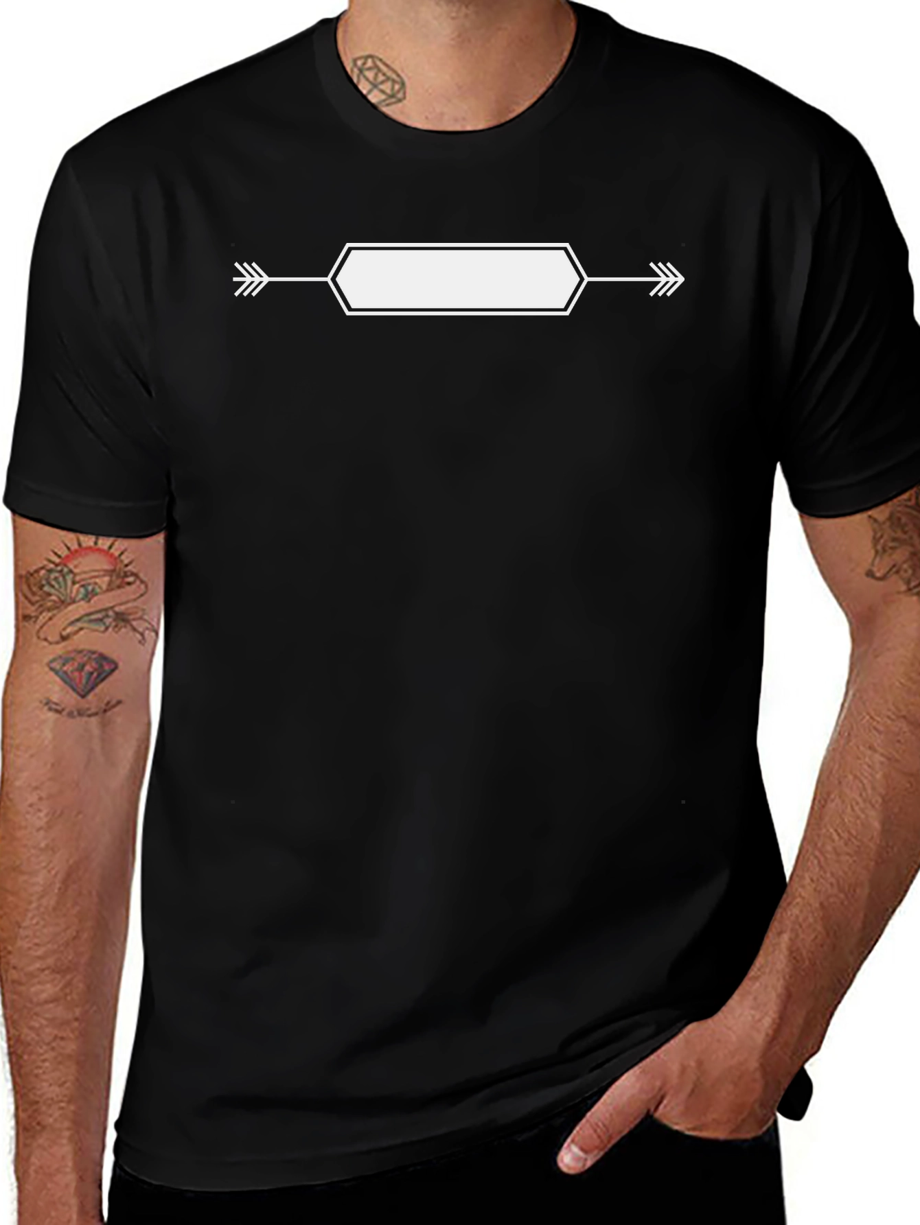 Variant 8 of Men's Black Graphic Tee with Arrow Design