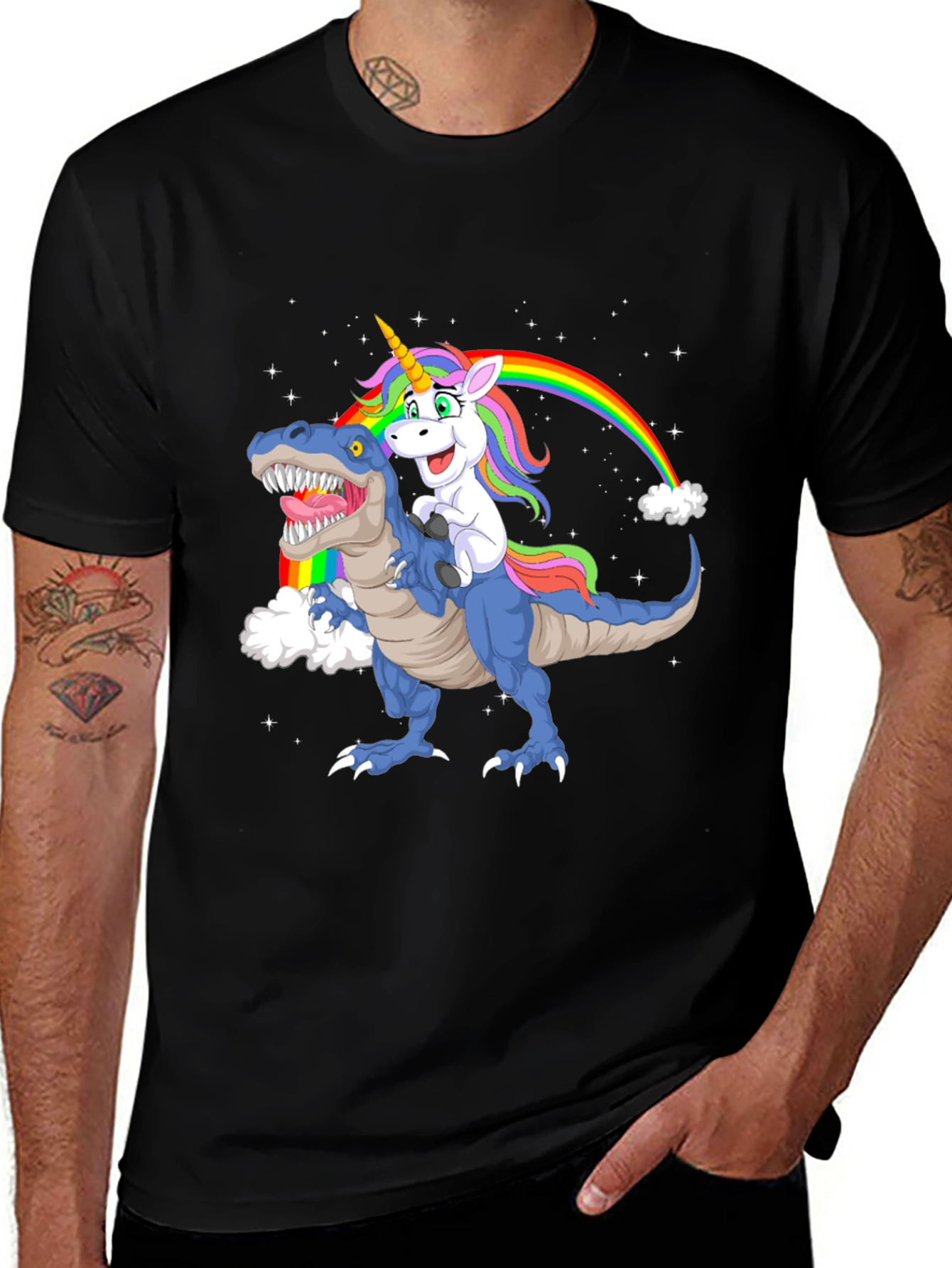 Variant 11 of Unicorn Riding Dino Graphic Tee