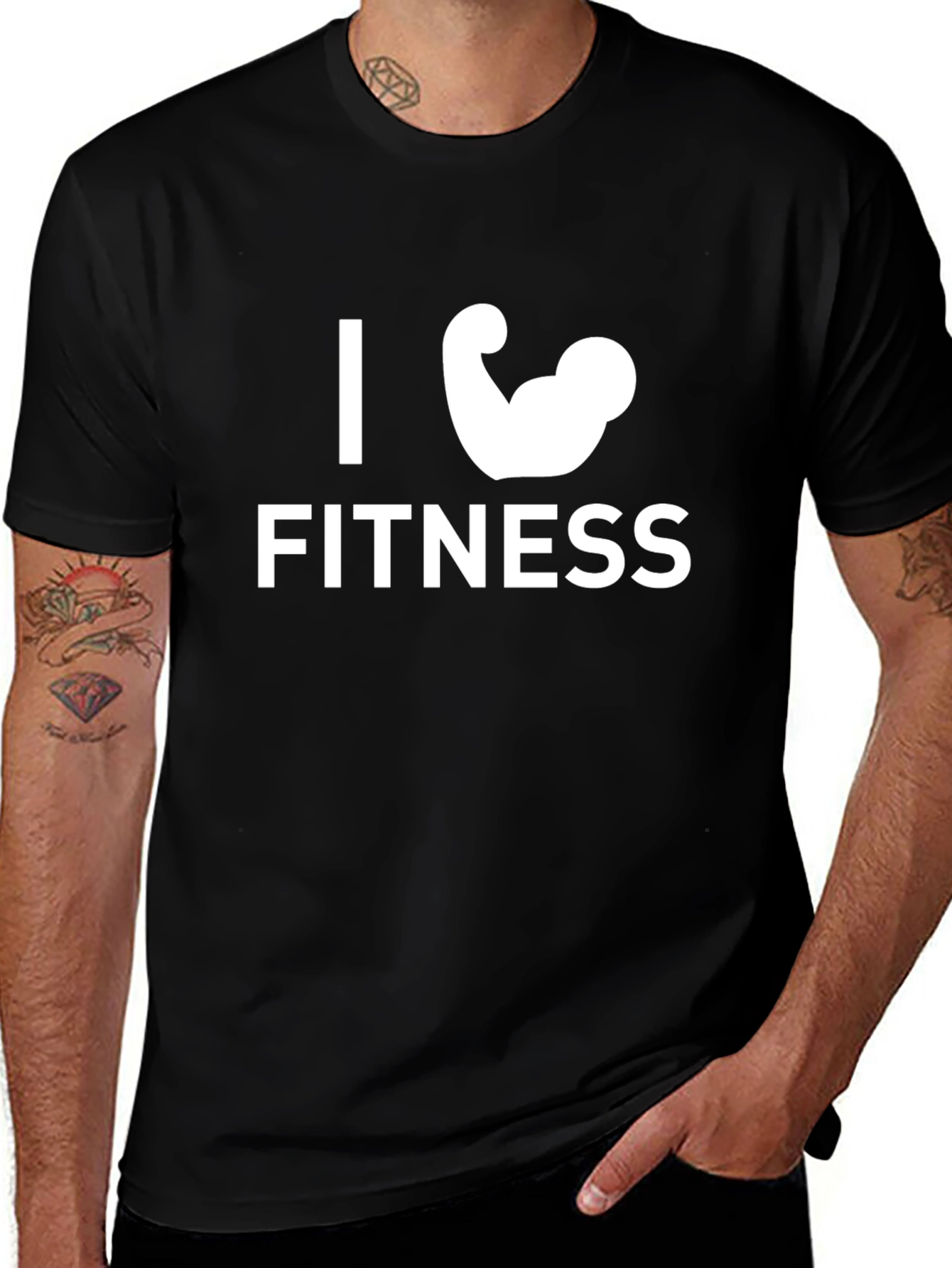 Variant 29 of I Love Fitness Black T-Shirt Gym Workout Tee