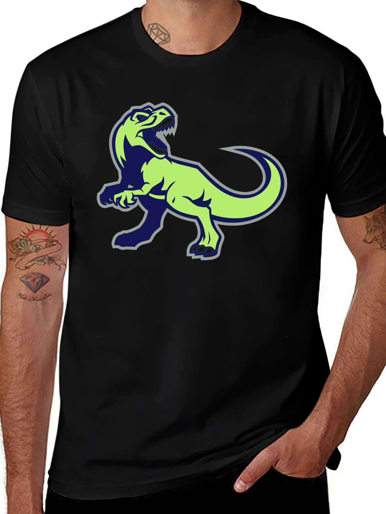 Variant 15 of Dinosaur Graphic Black T-Shirt