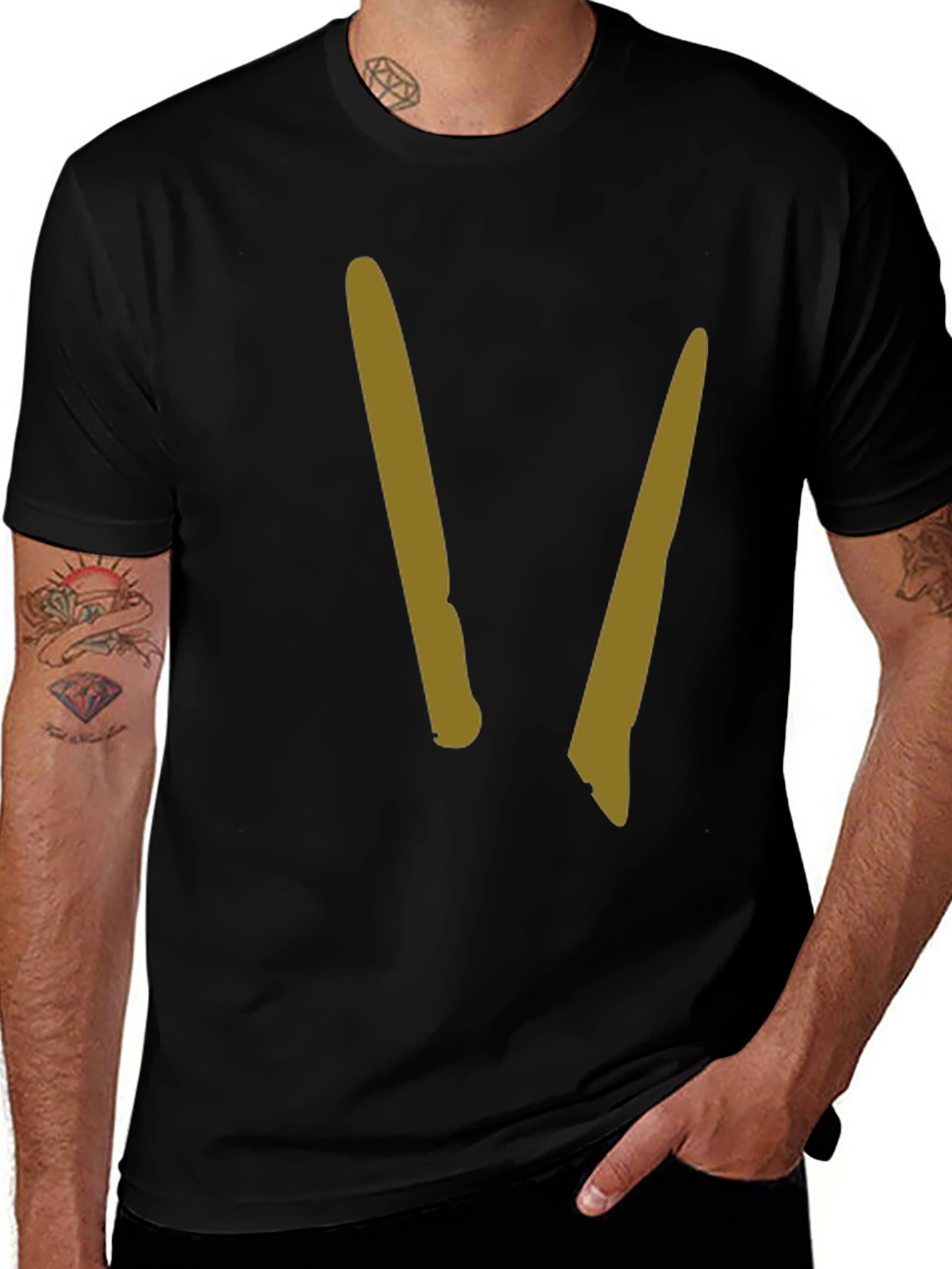 Modern Black Tee with Abstract Gold Design