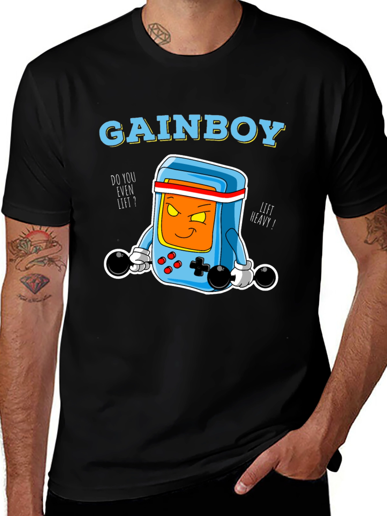 Variant 20 of Gainboy Black T-Shirt - Retro Gym Humor