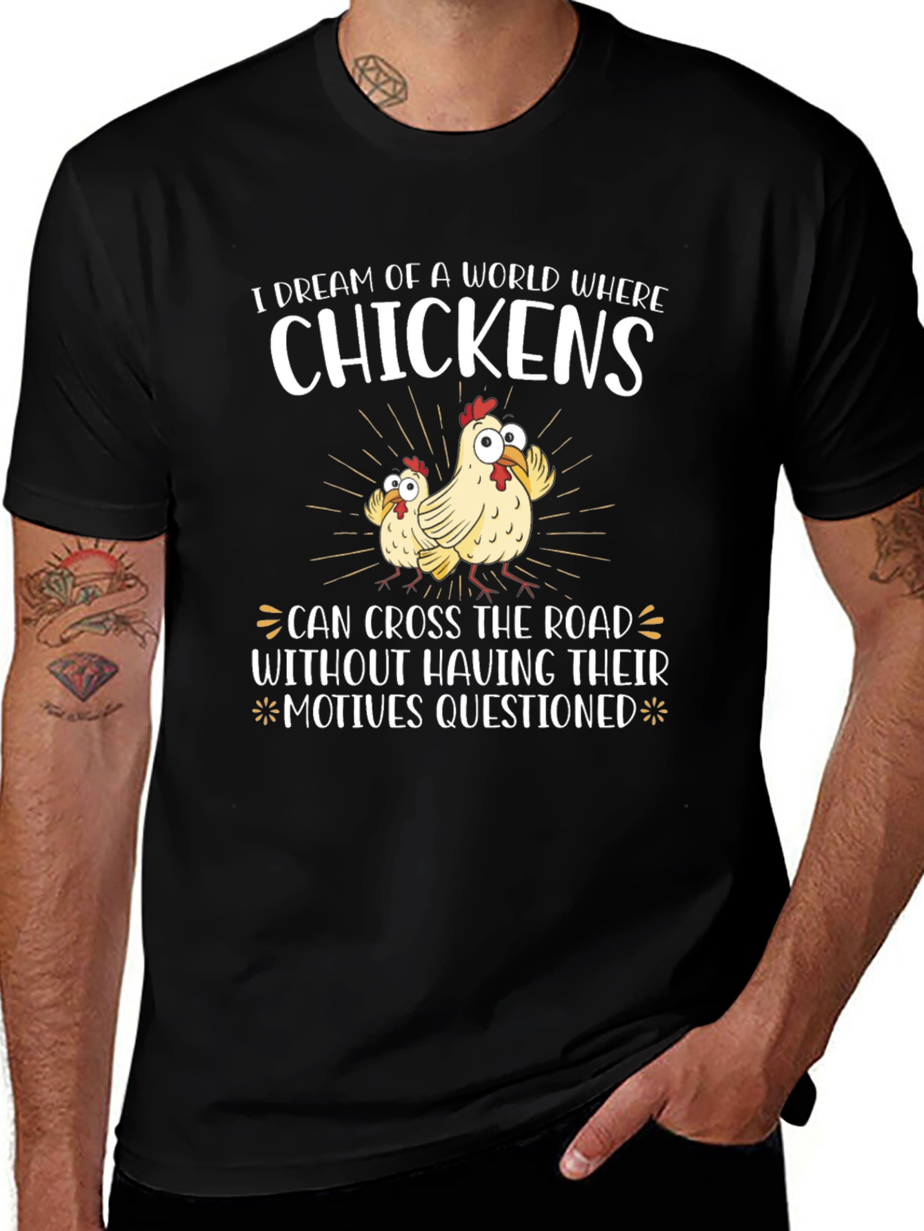 Variant 18 of Funny Chicken Crossing T-Shirt