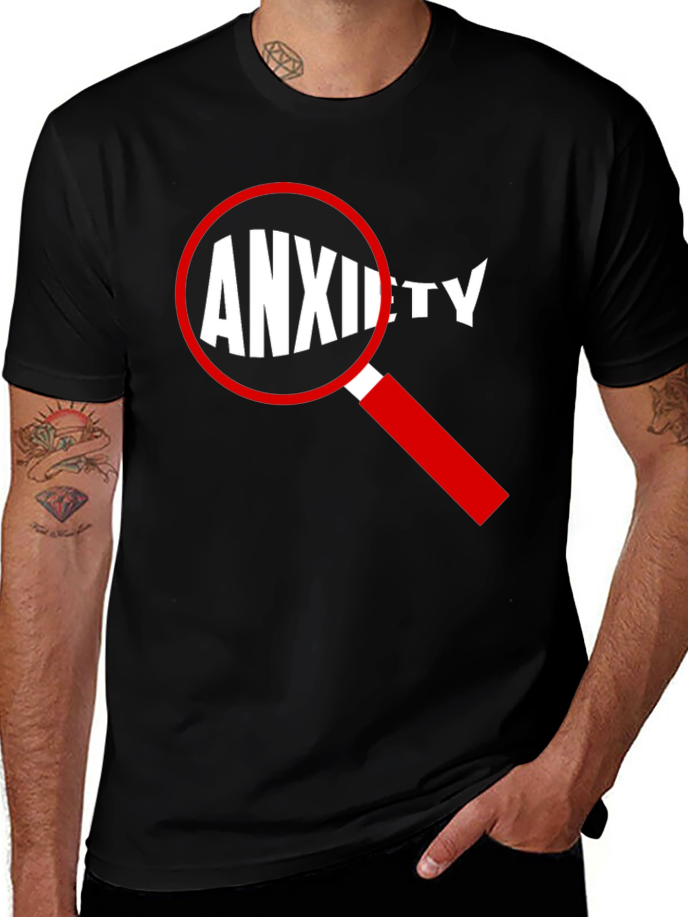 Variant 14 of Anxiety Magnified T-Shirt - Black Cotton Tee
