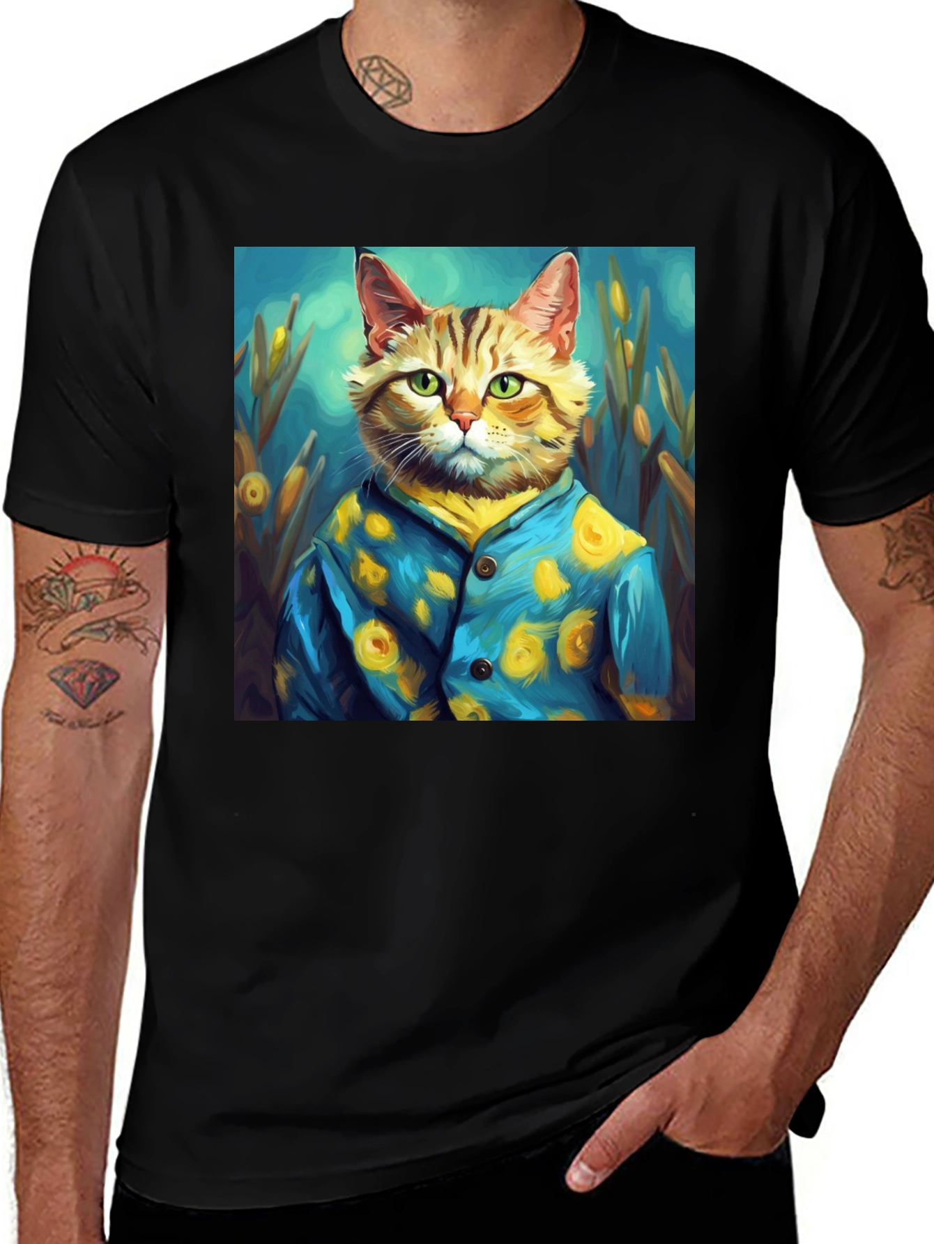 Variant 12 of Artistic Cat Portrait Tee - Unique Graphic T-Shirt