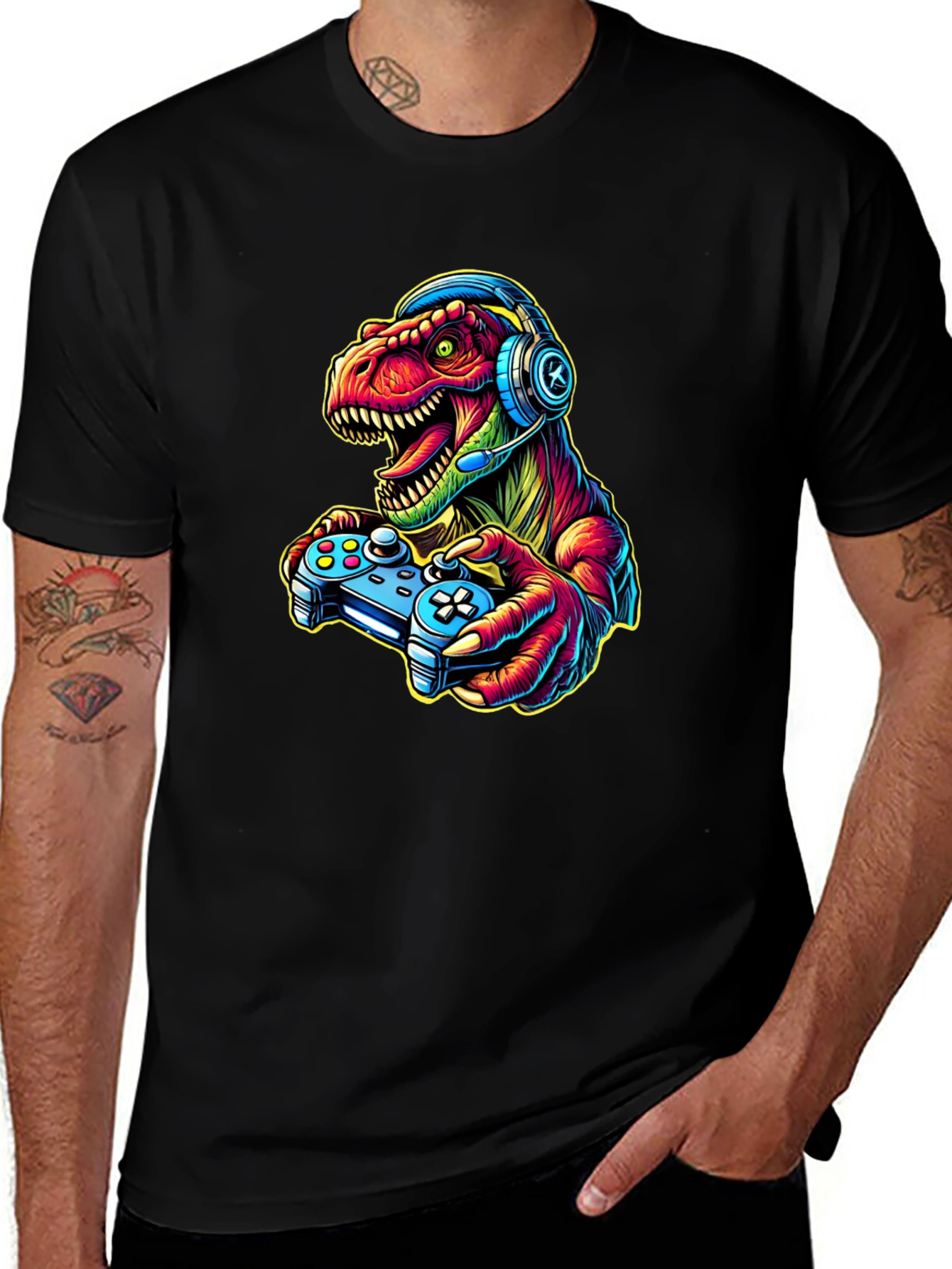 Variant 8 of Gamer Dinosaur T-Shirt - Retro Style