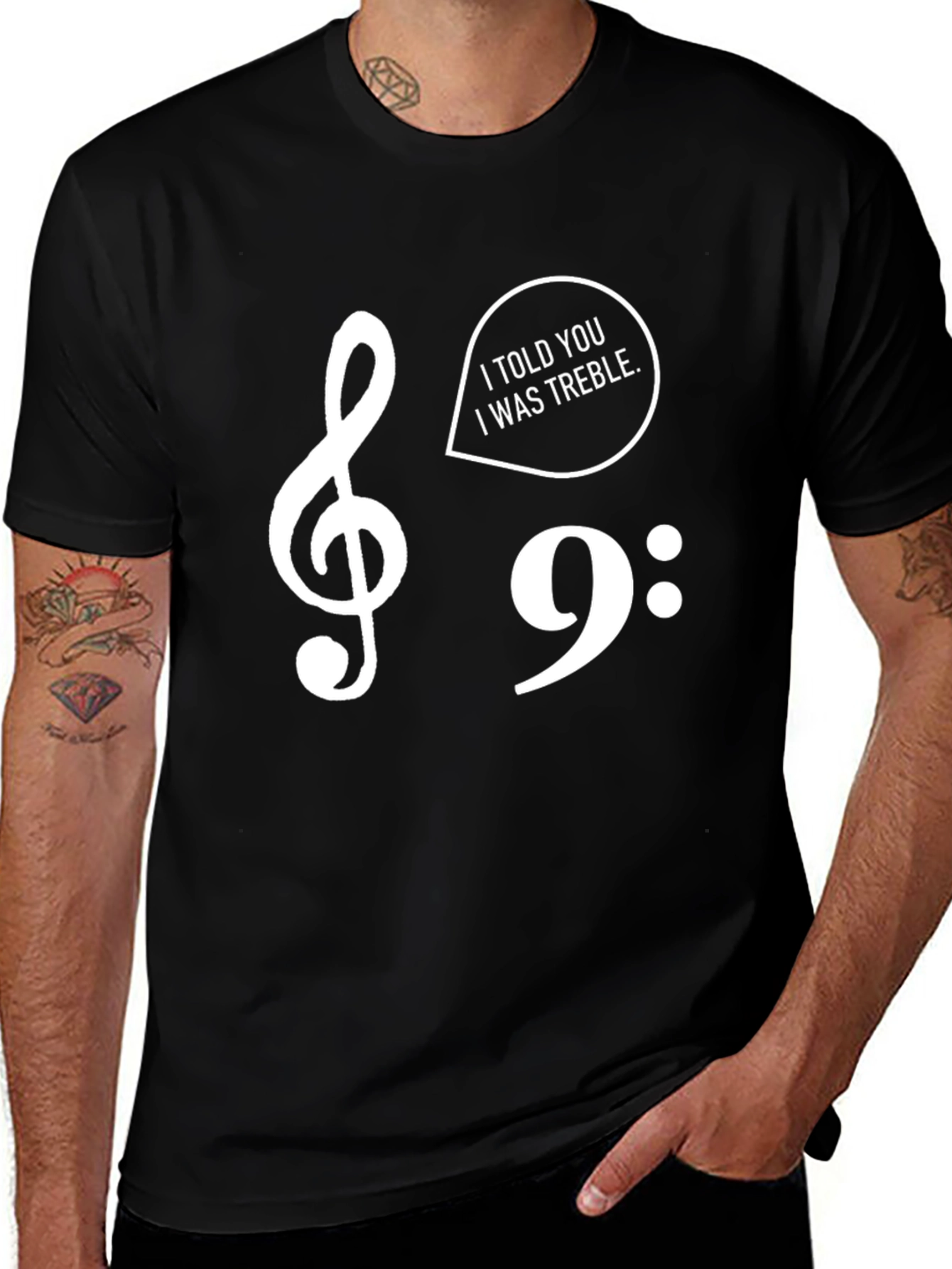 Variant 18 of Funny Music Pun T-Shirt - Treble Clef Bass