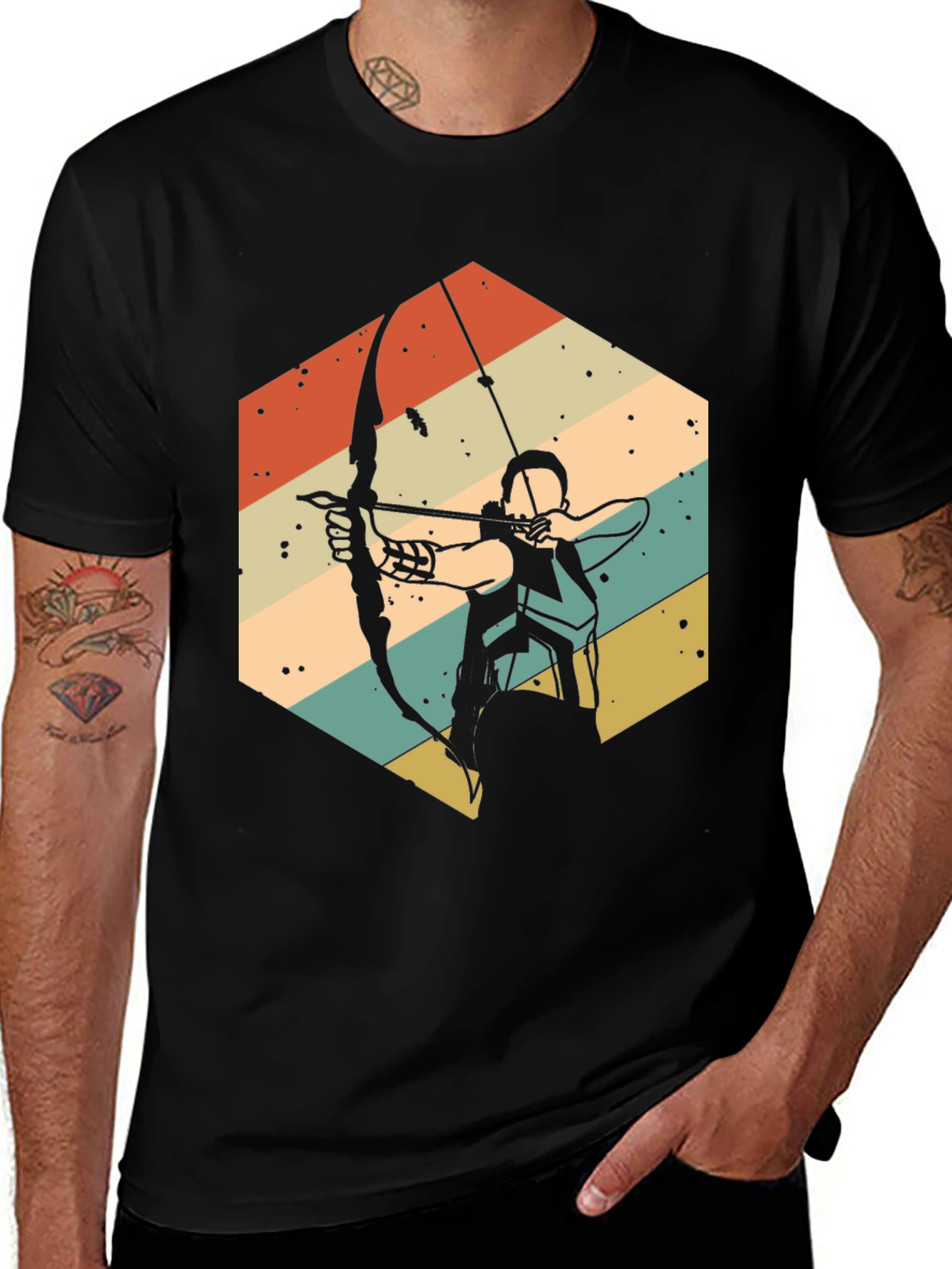 Variant 22 of Archery Hexagon T-Shirt: Retro Archery Graphic Tee