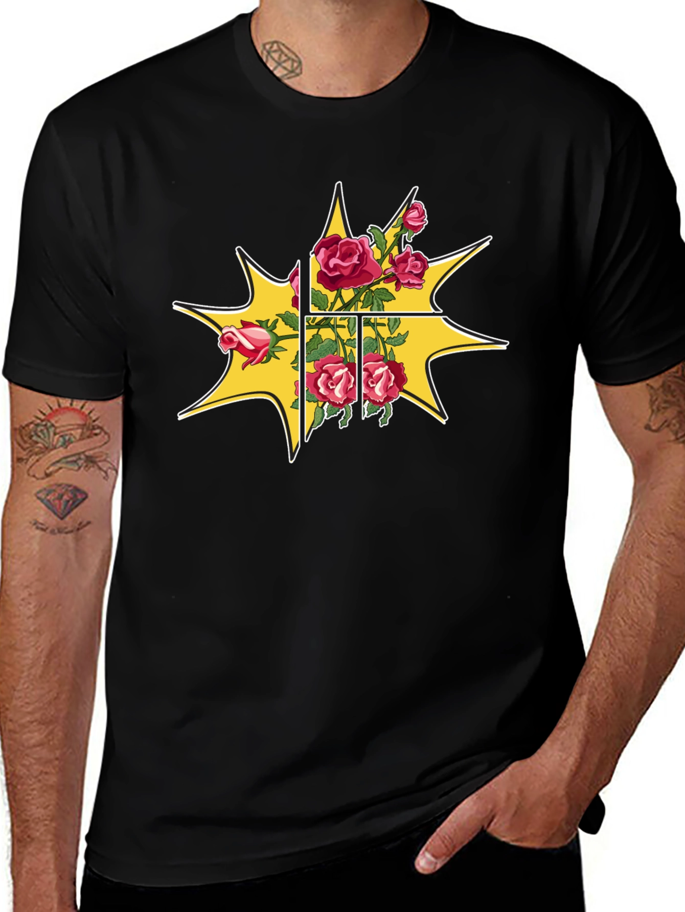 Variant 20 of Floral Burst Graphic Tee - Trendy Menswear